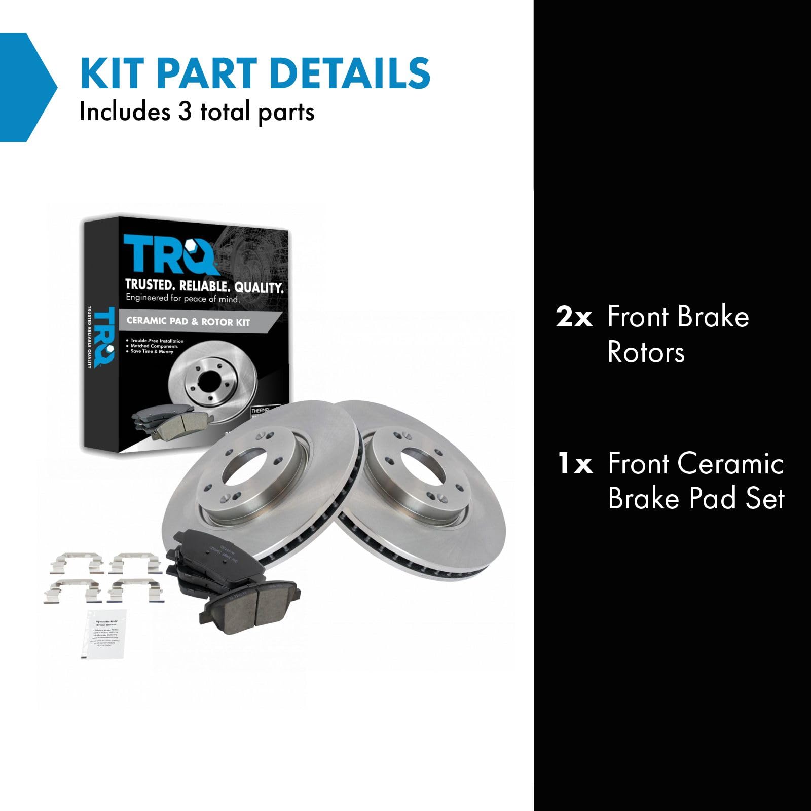 Trq Front Brake Pad & Rotor Kit Brake Pads Brake Rotor Ceramic Compatible With 2011-2015 Hyundai Sonata 2011-2016 Kia Optima