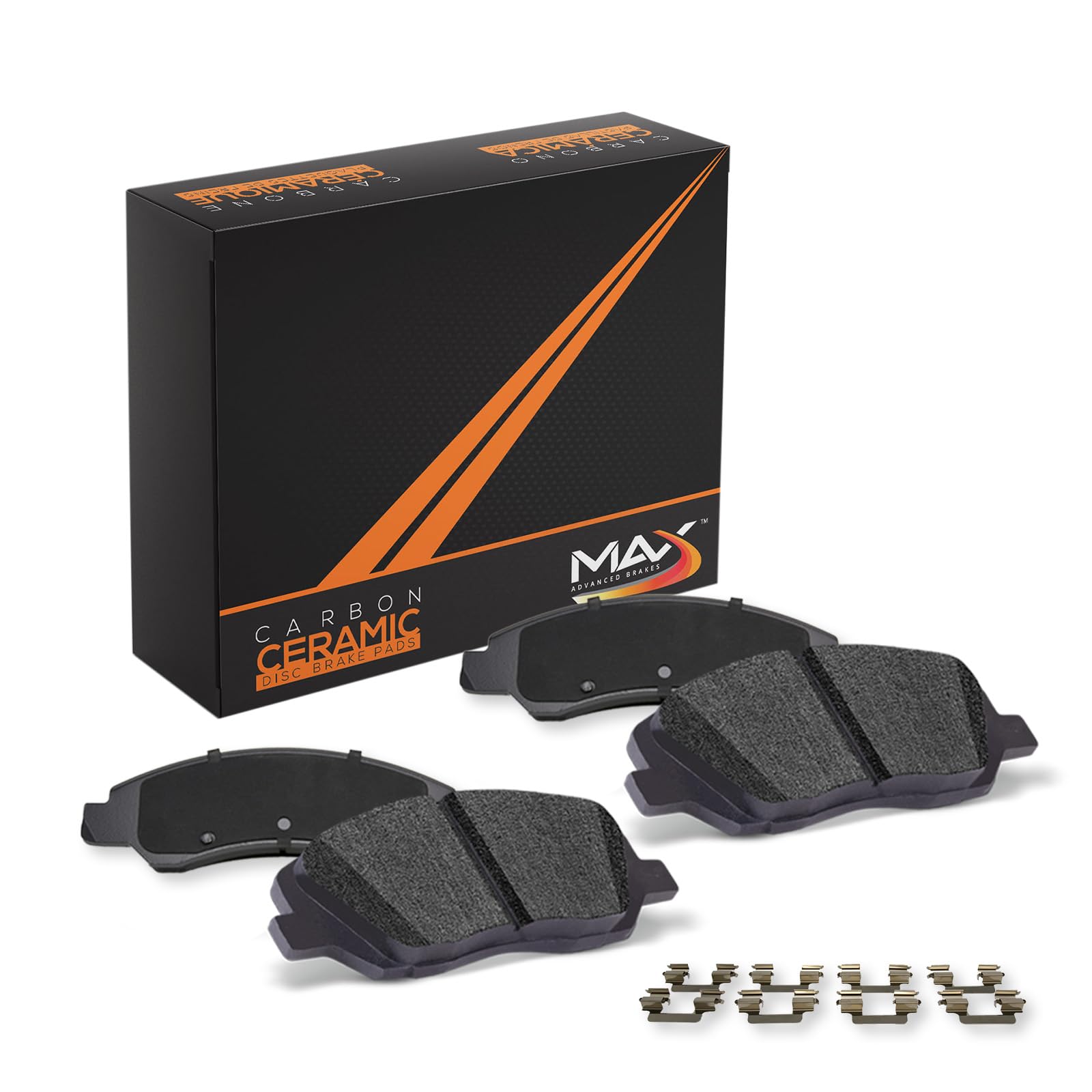 Max Advanced Brakes Front Brake Pad For 2005-2015 2016 2017 2018 Chevy Silverado 1500, Gmc Sierra 1500, 07-20 Chevy Tahoe, Avalanche, Suburban, Gmc Yukon, Carbon Ceramic Pad W/Hardware