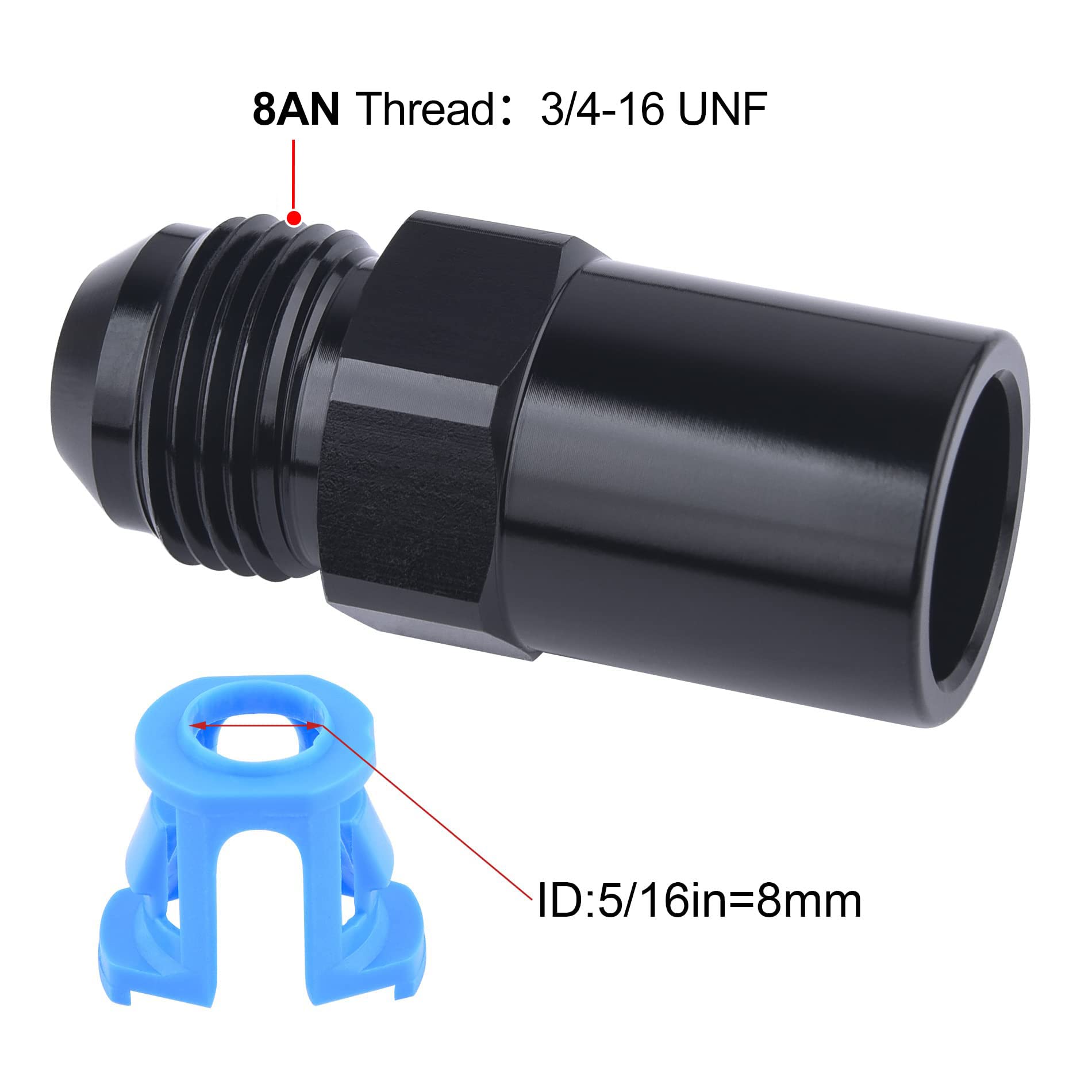 Evil Energy 8An Male To 5/16'' Sae Quick-Disconnect Female Push-On Efi Fuel Rail Fitting