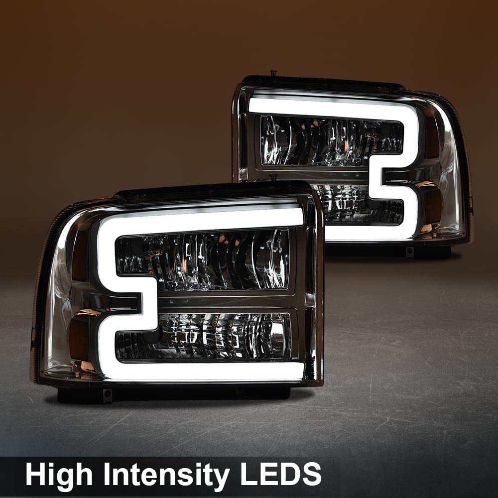 Pit66 Led Headlight Assembly Compatible With 2005-2007 Ford F250 F350 F450 F550 Super Duty/ 2005 Excursion,(Not Fit Sealed Beam