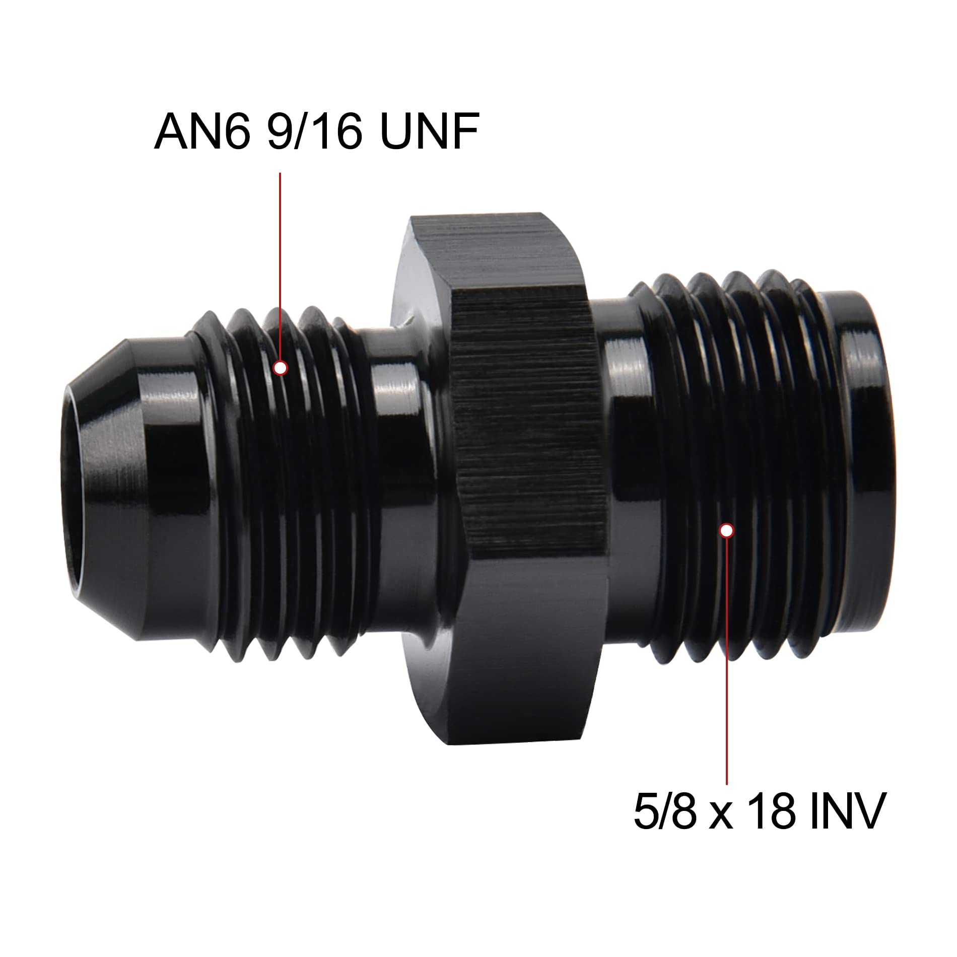 Evil Energy 6An Male To 5/8 X 18 Inverted Flare Thread Fitting Adapter Straight