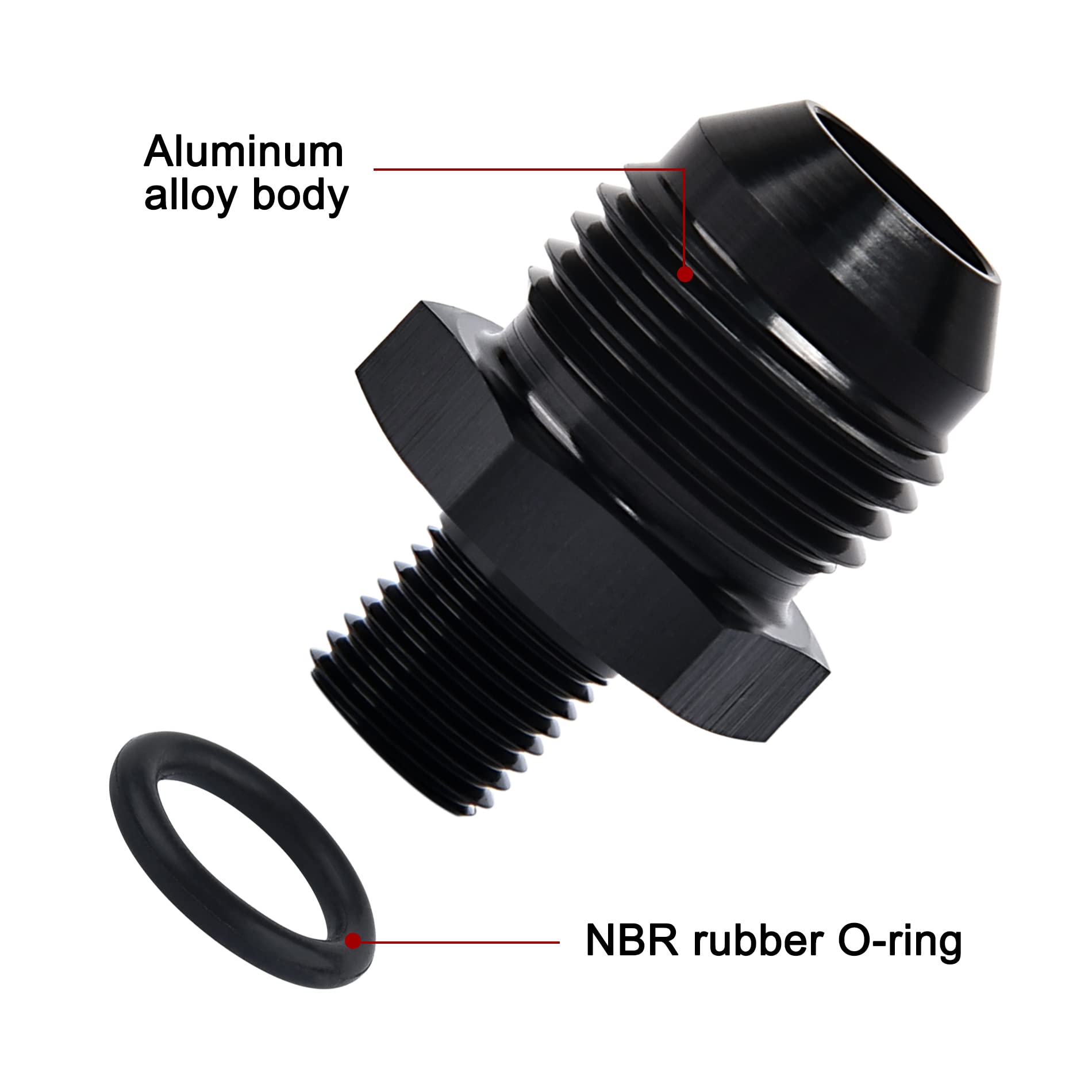 Evil Energy 8An Male Flare To M10 X 1.0Mm Male Metric Fitting Adapter Aluminium Alloy 2Pcs