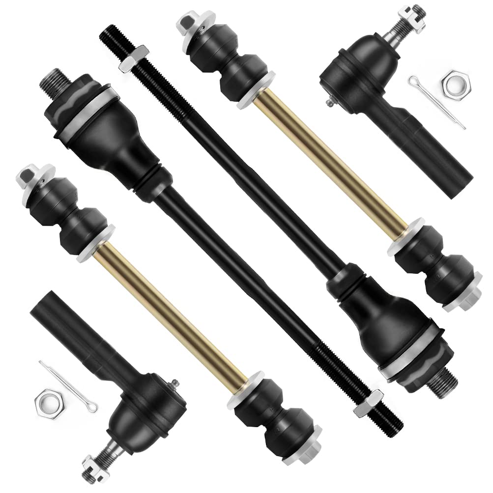 SCITOO 6pcs Suspension Kit Outer Inner Tie Rod Ends Stabilizer Sway Bar Links Fit 2001-2010 For Chevy Silverado Suburban Avalanche For GMC Sierra Yukon XL 2500 For Hummer H2