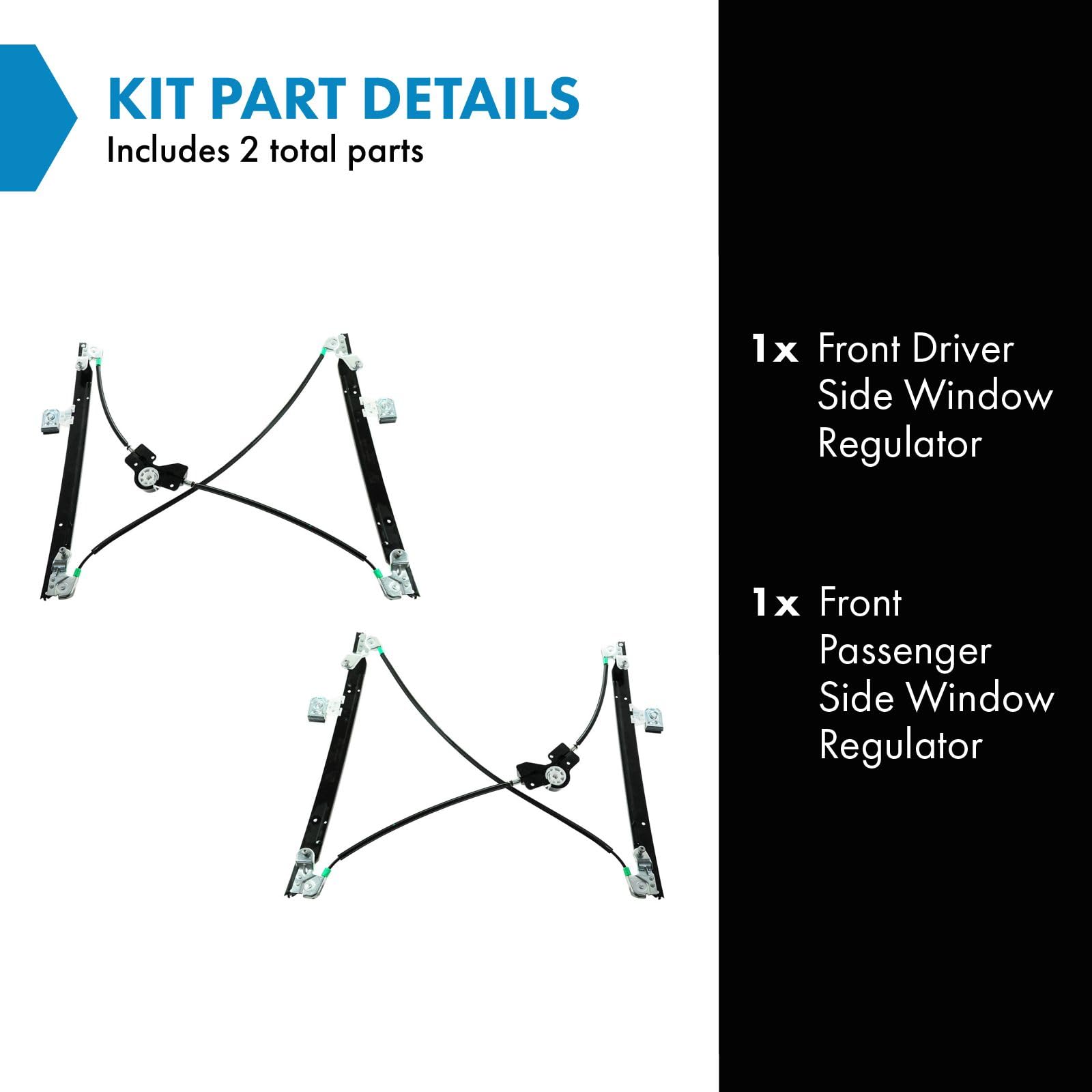 Trq Front Power Window Regulator Set Compatible With 2004-2007 Chrysler Town & Country Dodge Caravan Grand Caravan