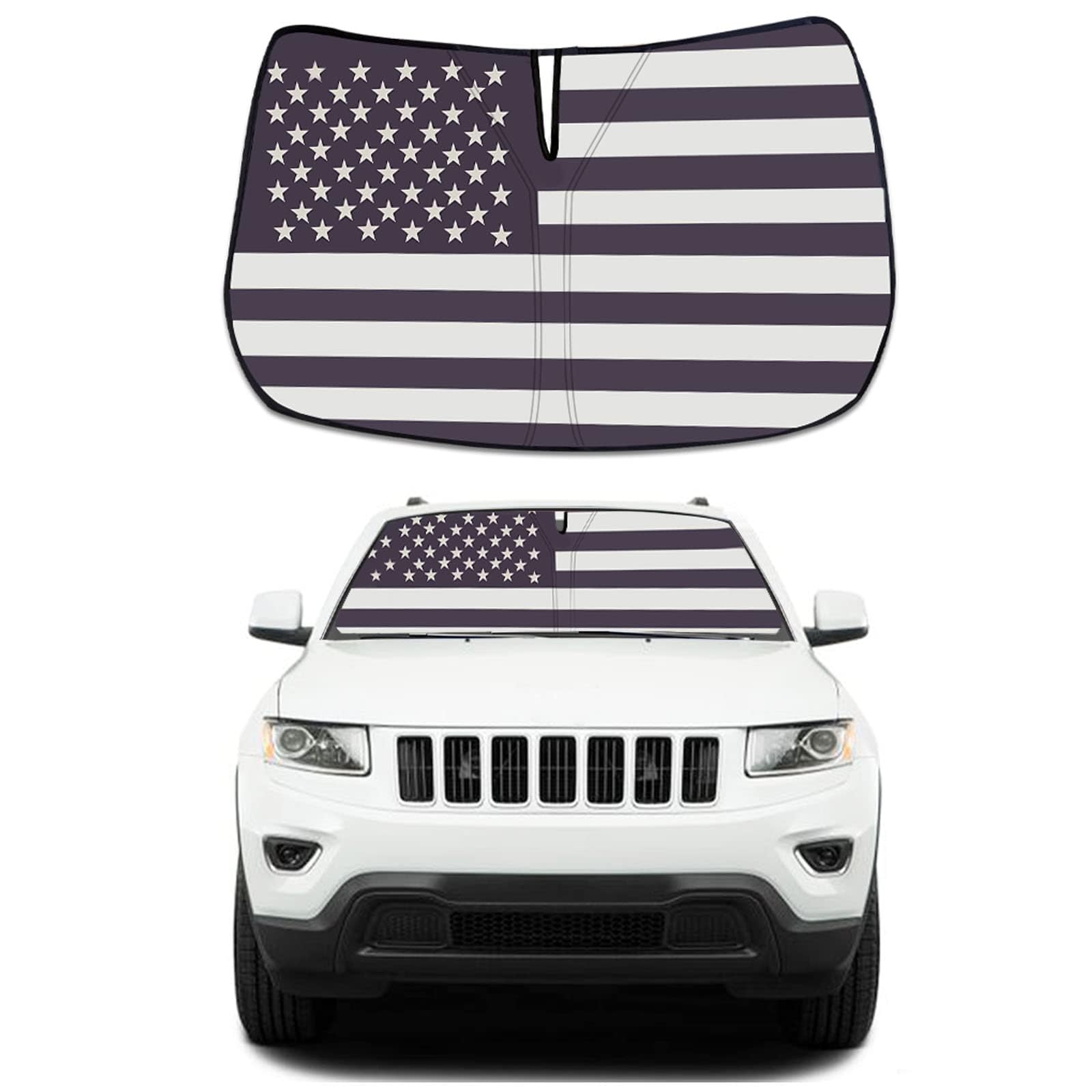 Moricere Upgrade Windshield Sun Shade With Usa Flag For Jeep Grand Cherokee 2011-2020 (Not For Grand Cherokee L&Jeep Cherokee),F