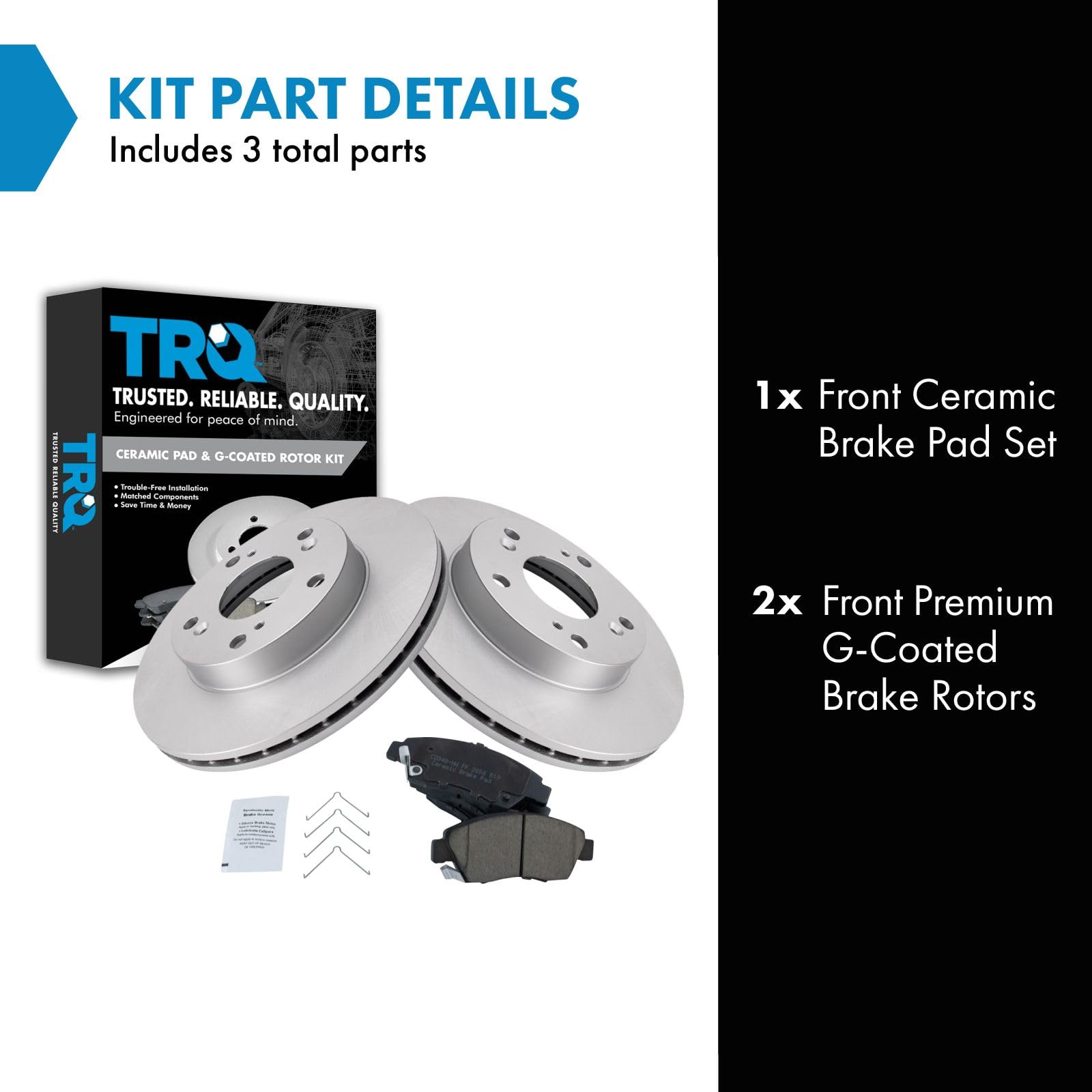 Trq Front Brake Pad & Rotor Kit Brake Pads Brake Rotor Ceramic Premium G-Coated Compatible With 2002-2006 Acura Rsx 2006-2011 Ho