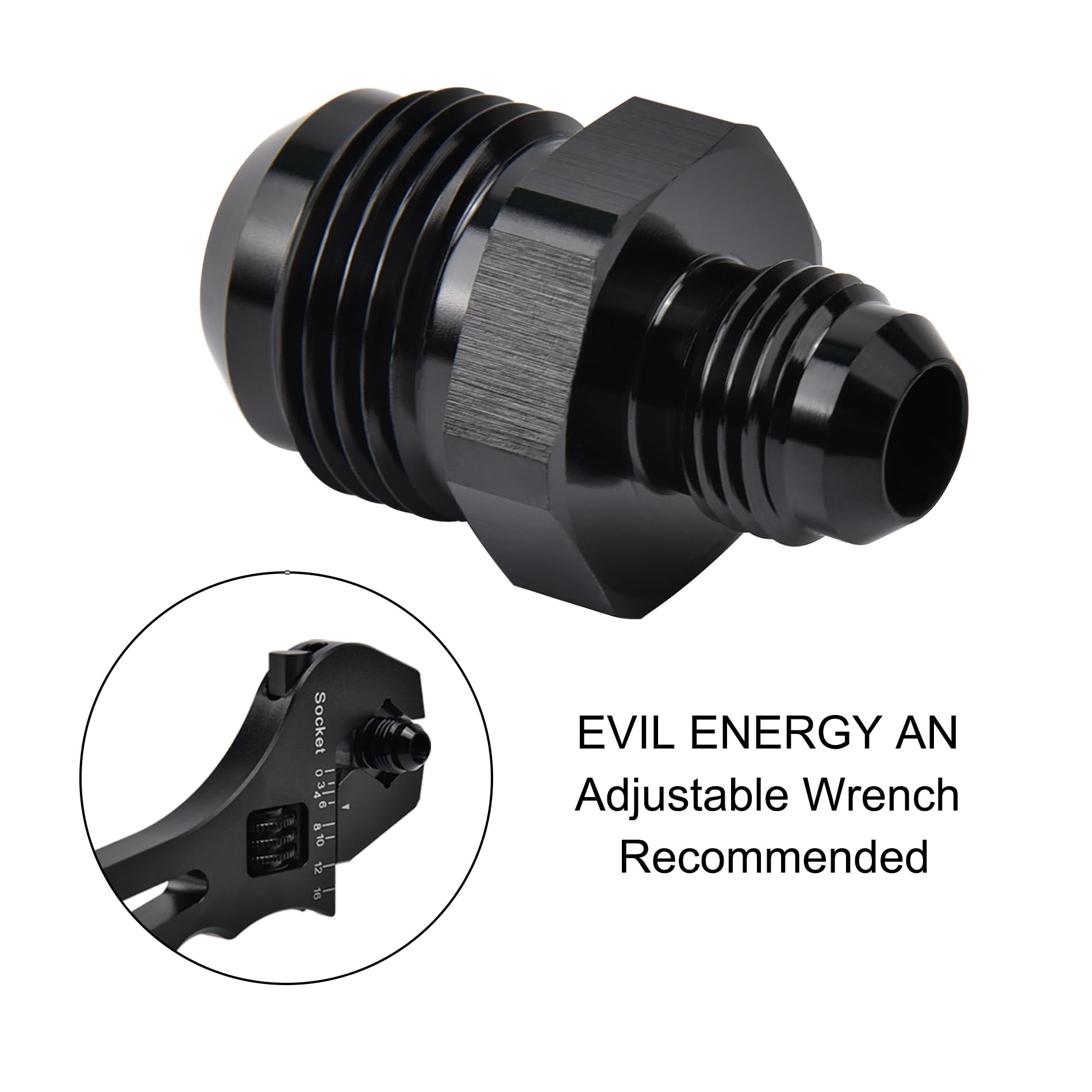 EVIL ENERGY 10AN Male to AN6 Male Flare Reducer Coupler Union Straight Adapter Fitting Black