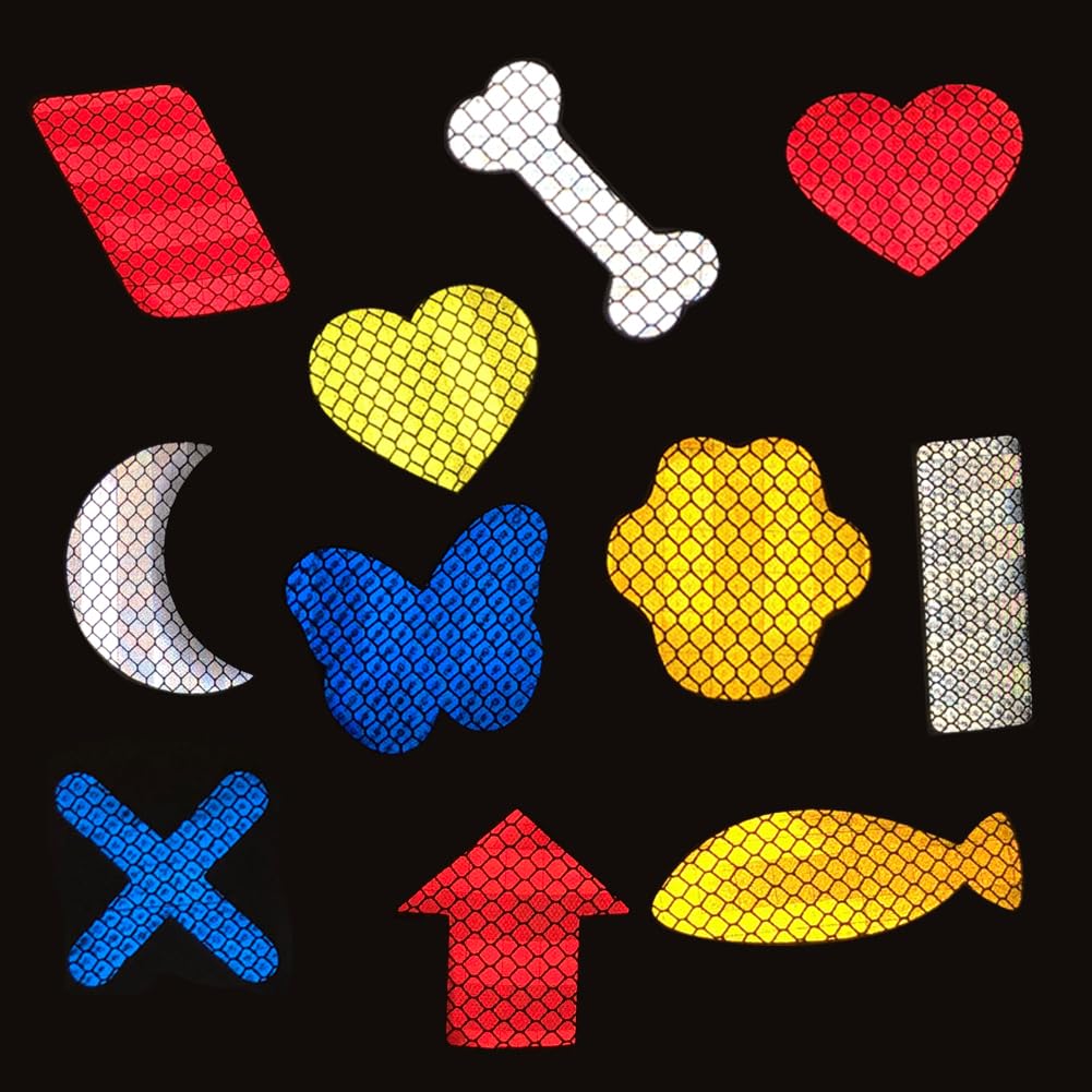 100Pcs Warning Reflective Stickers, Reflective Decals Waterproof Reflector Tapes Safety Reflective Stickers Night Visibility Adhesive Stickers For Motorcycle Bicycle Car (Heart-Shaped)