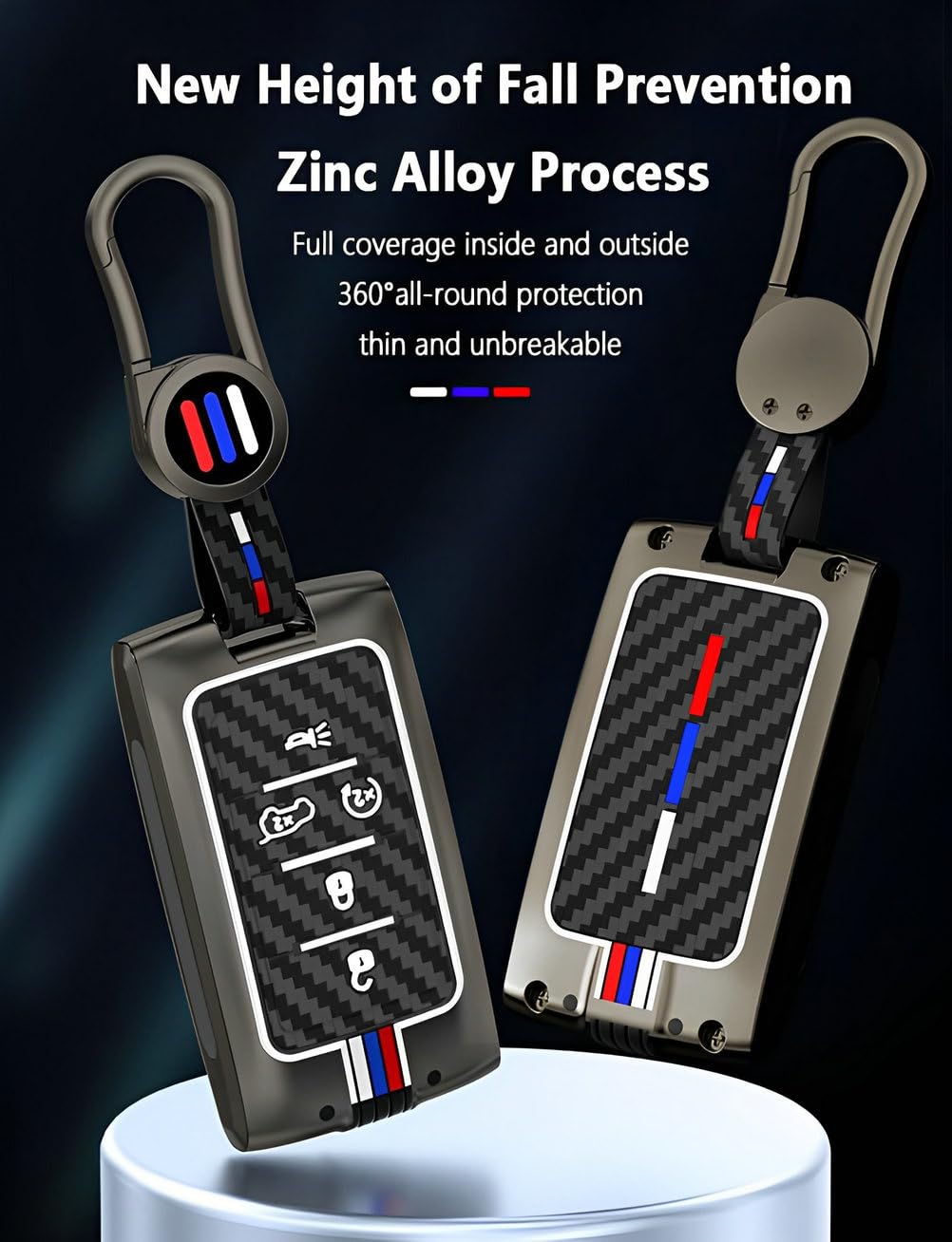 YONUFI for Jeep Key Fob Cover Case Metal Shell Smart Keys Holder Protector Compatible for Jeep Grand Cherokee L Grand Wagoneer 5