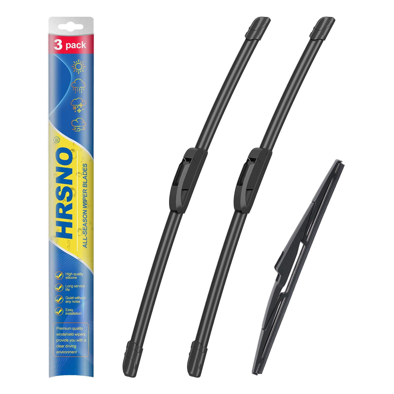 Hrsno 26''+18'' Windshield Wipers With 12'' Rear Wiper Blade Sets Automotive Replacement For Kia Sedona 2015-2021,Telluride 2020