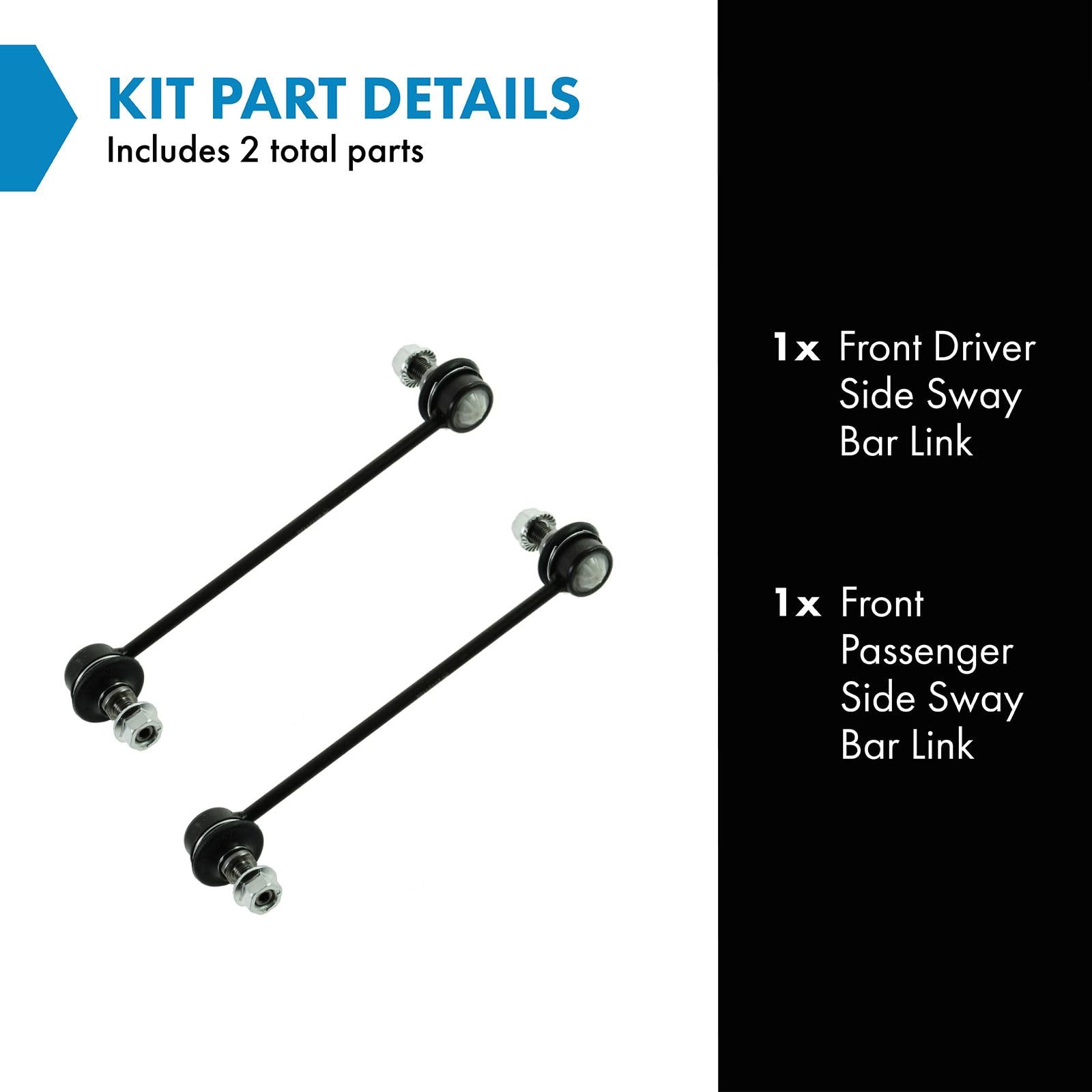 Trq Front Sway Bar Stabilizer Link Set Compatible With 2007-2010 Hyundai Elantra 2010-2013 Kia Forte Forte Koup 2006-2010 Optima