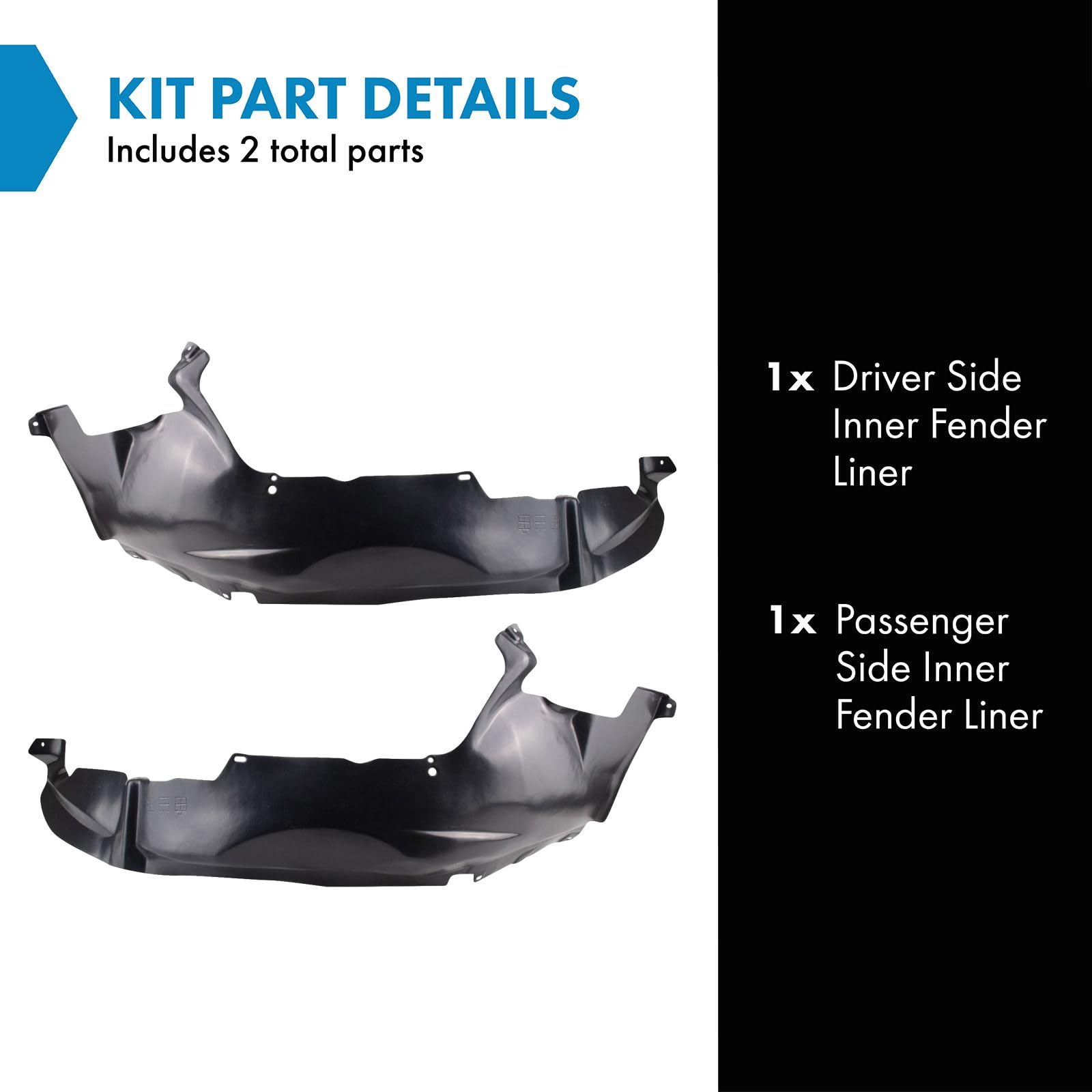 Trq Inner Fender Liner Set Compatible With 2004 Jeep Grand Cherokee Ch1248142 Ch1249142