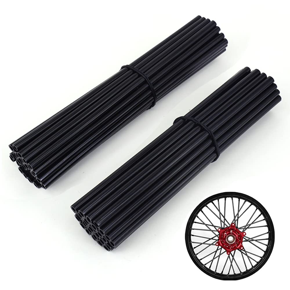 Jfg Racing Spoke Skins Covers,72Pcs Black Dirt Bike Spoke Covers Wheel Rims Wraps Pipe Trim For 8-21 Rims,Universal For Motorcycle Bicycle Wheelchair Decoration