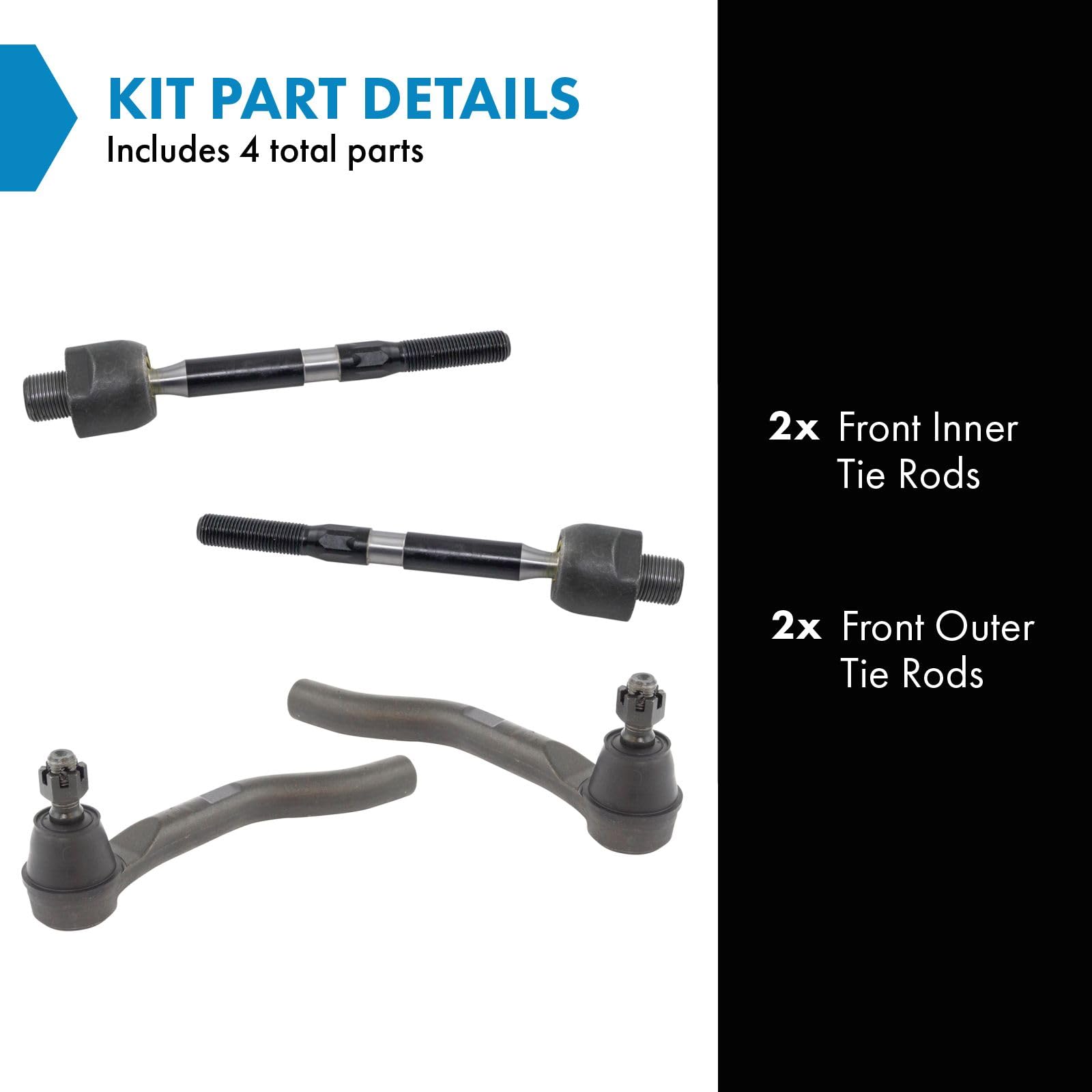 Trq Front Tie Rod Set Compatible With 2015-2017 Acura Tlx 2013-2017 Honda Accord