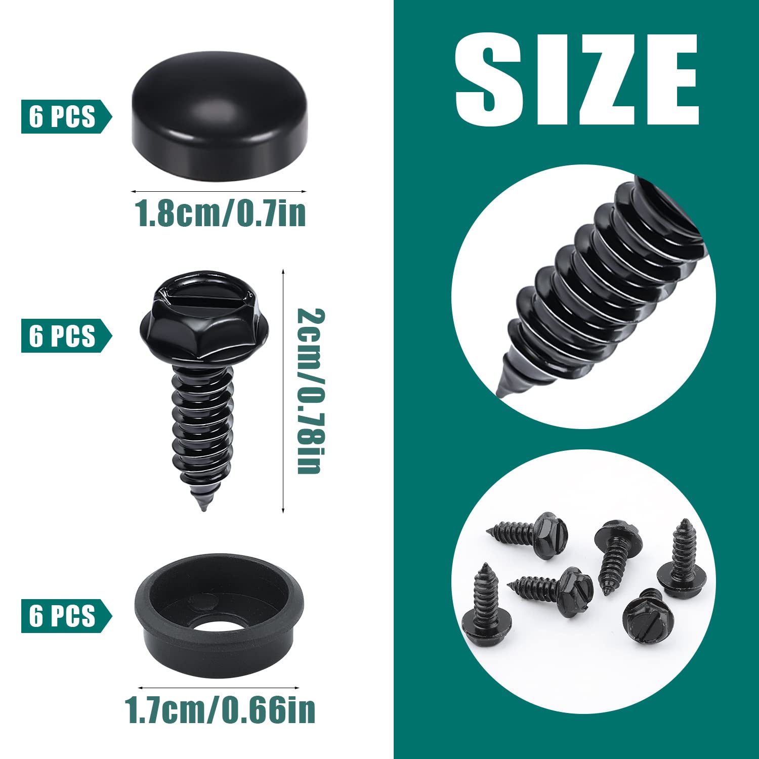 18Pcs License Plate Screws Kit, Stainless Steel License Plate Screws And Caps Screw Gaskets License Plate Fasteners Kit Anti-The