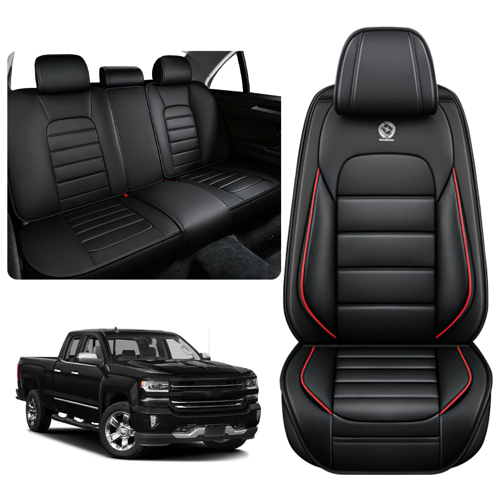 Seat Covers For GMC Sierra Chevy Silverado 1500 2500/HD 3500/HD Trail Boss Z71 Crew Cab Double Extended 2007-2024, Breathable Wa