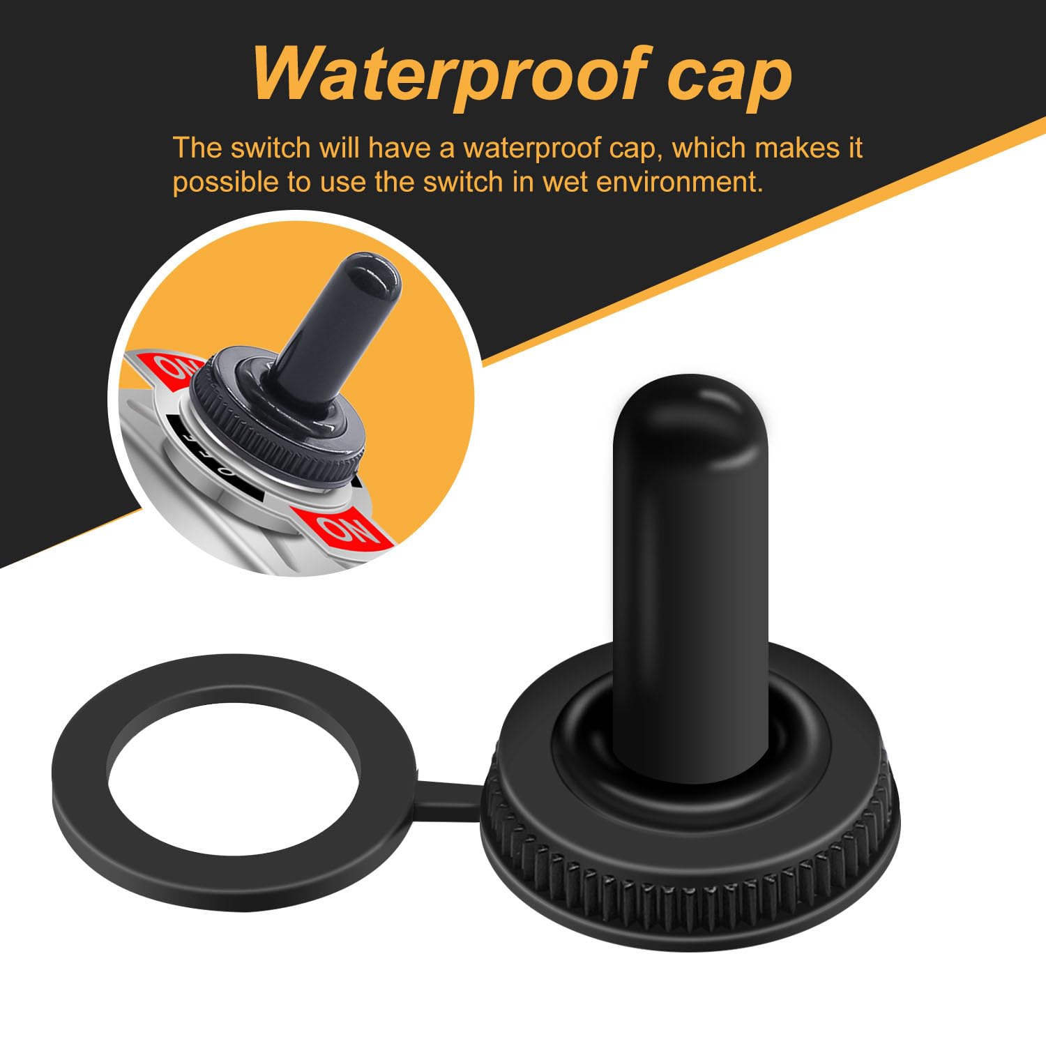 Weideer 4Pcs Waterproof Momentary Toggle Switch 12V 30A (On)-Off-(On) 3 Pin 3 Position Spdt Heavy Duty Marine Switch With Waterp