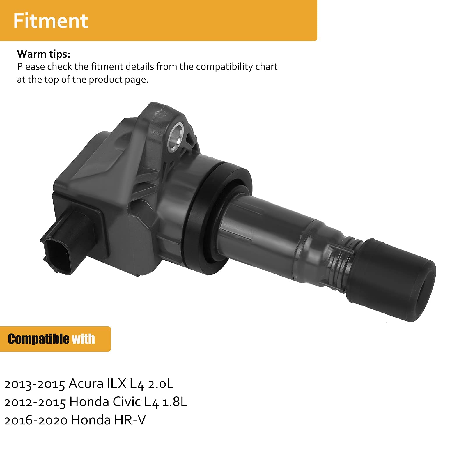 Ignition Coil Pack Replacement For 1.8 1.8L 2012 2013 2014 2015 Honda Civic, 2016-2017 Honda Hr-V Hrv, 2.0L 2.0 2013-2015 Acura Ilx, Uf672 C1823, Set Of 4