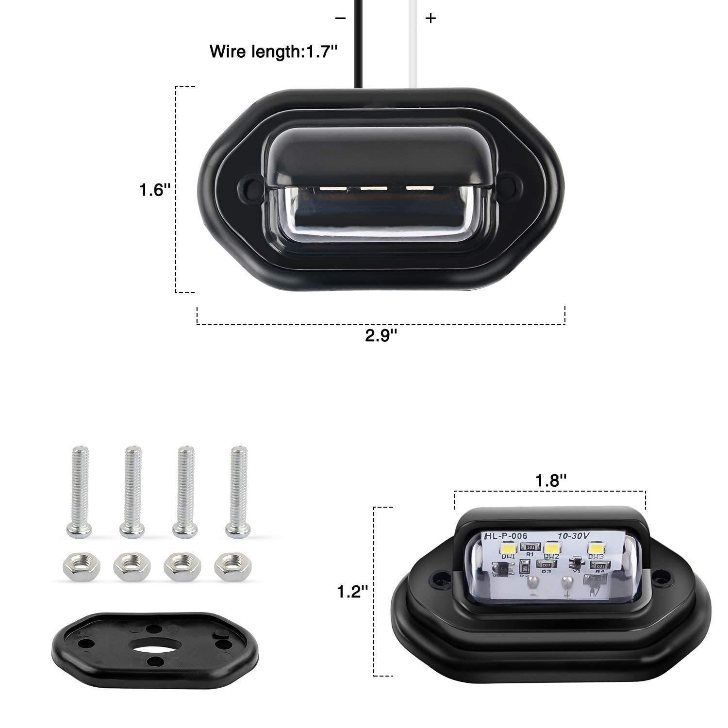 Nilight 2Pcs 12V Led License Tag Light Convenience Courtesy Door Step Lights Waterproof Rainproof Dome Cargo Under Hood Legal Fo