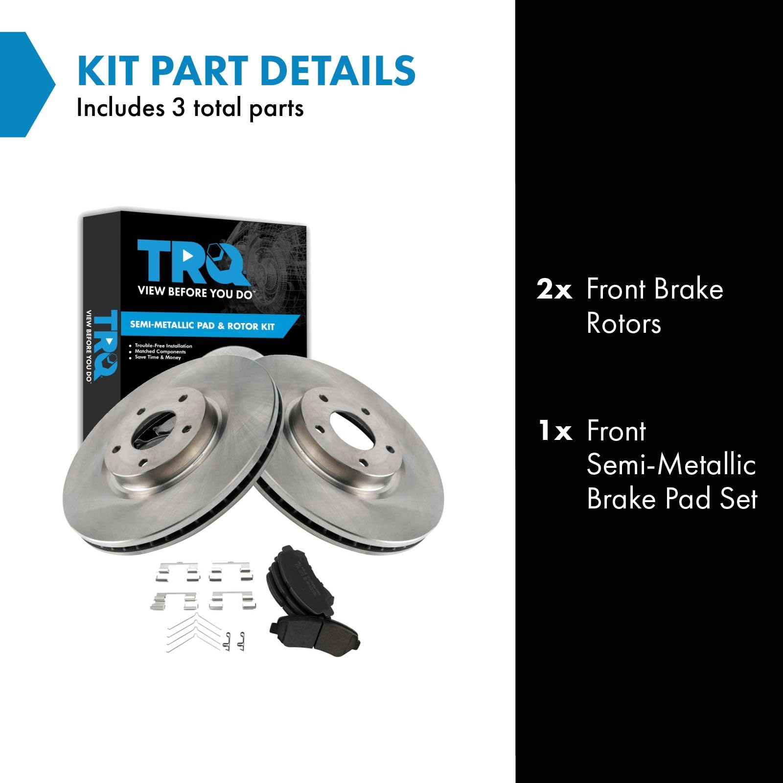 Trq Front Brake Pad & Rotor Kit Brake Pads Brake Rotor Semi-Metallic Compatible With 2009-2021 Nissan Maxima