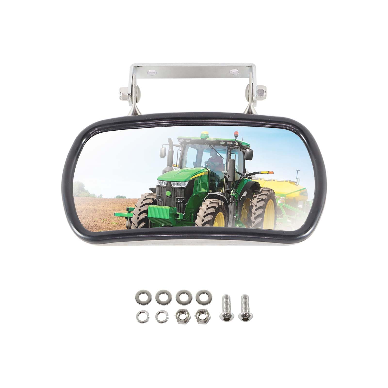 MGWILL Stainless Steel Tractor Mirror, Compatible with John Deere, Massery Ferguson, New Holland, Kubota Fit for Tractors, Forkl
