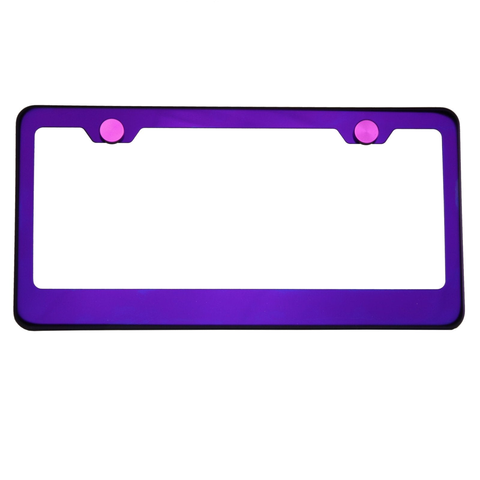 Polish Purple Chrome T304 Stainless Steel License Plate Frame Holder Front Or Rear Bracket With Aluminum Screw Cap