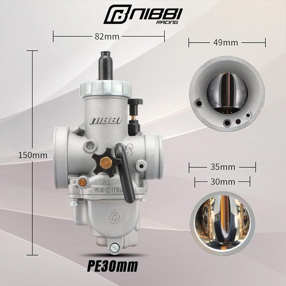 Nibbi Pe30Mm Carburetor,Motorcycle Carburetor With Carb Jets Fit 250Cc—300Cc Motorcycle Engine For Dirt Bike Mini Bike Yamaha Kawasaki Suzuki Apollo Scooter Moped