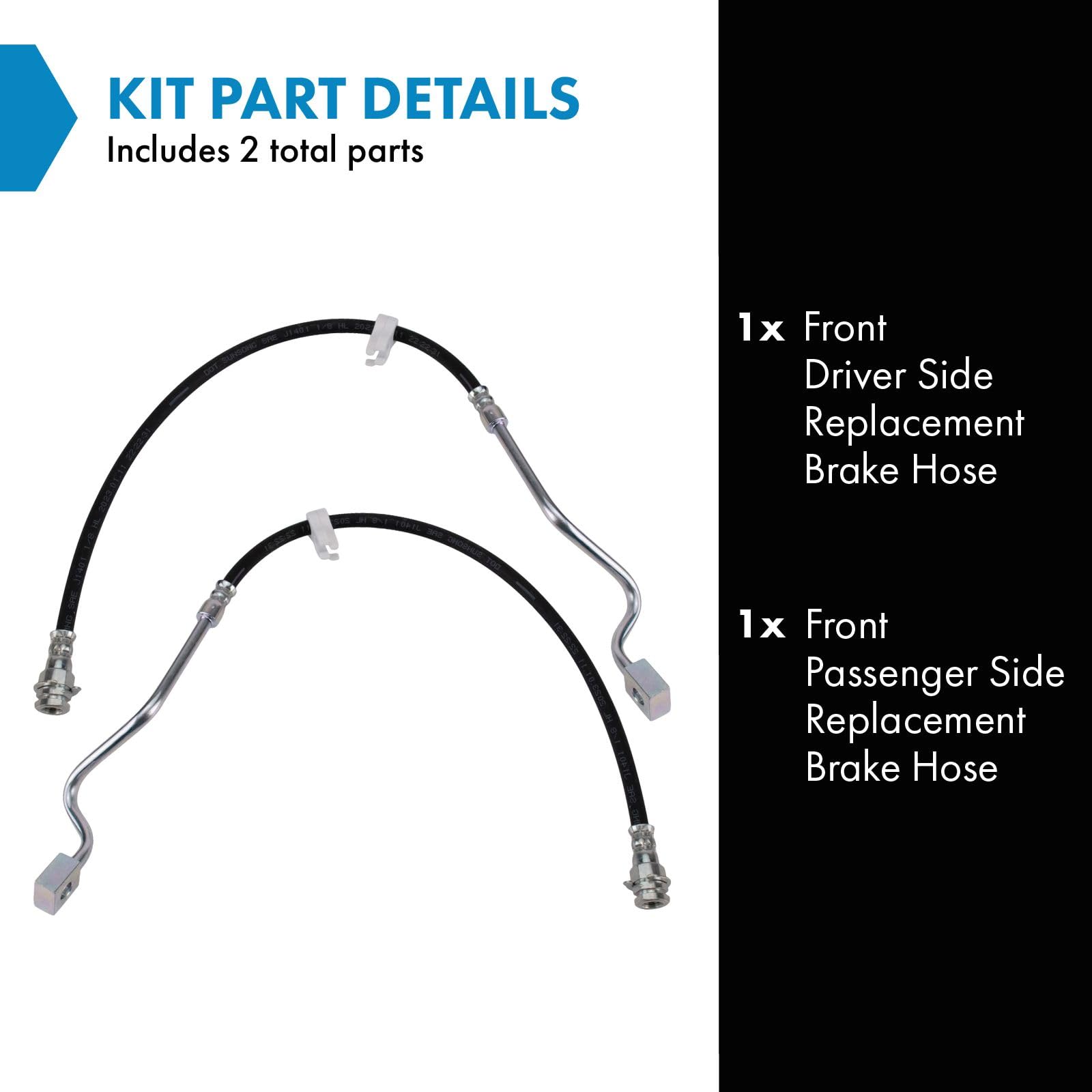 Trq Front Brake Hose Set Compatible With 1999-2004 Ford F-250 Super Duty F-350 Super Duty