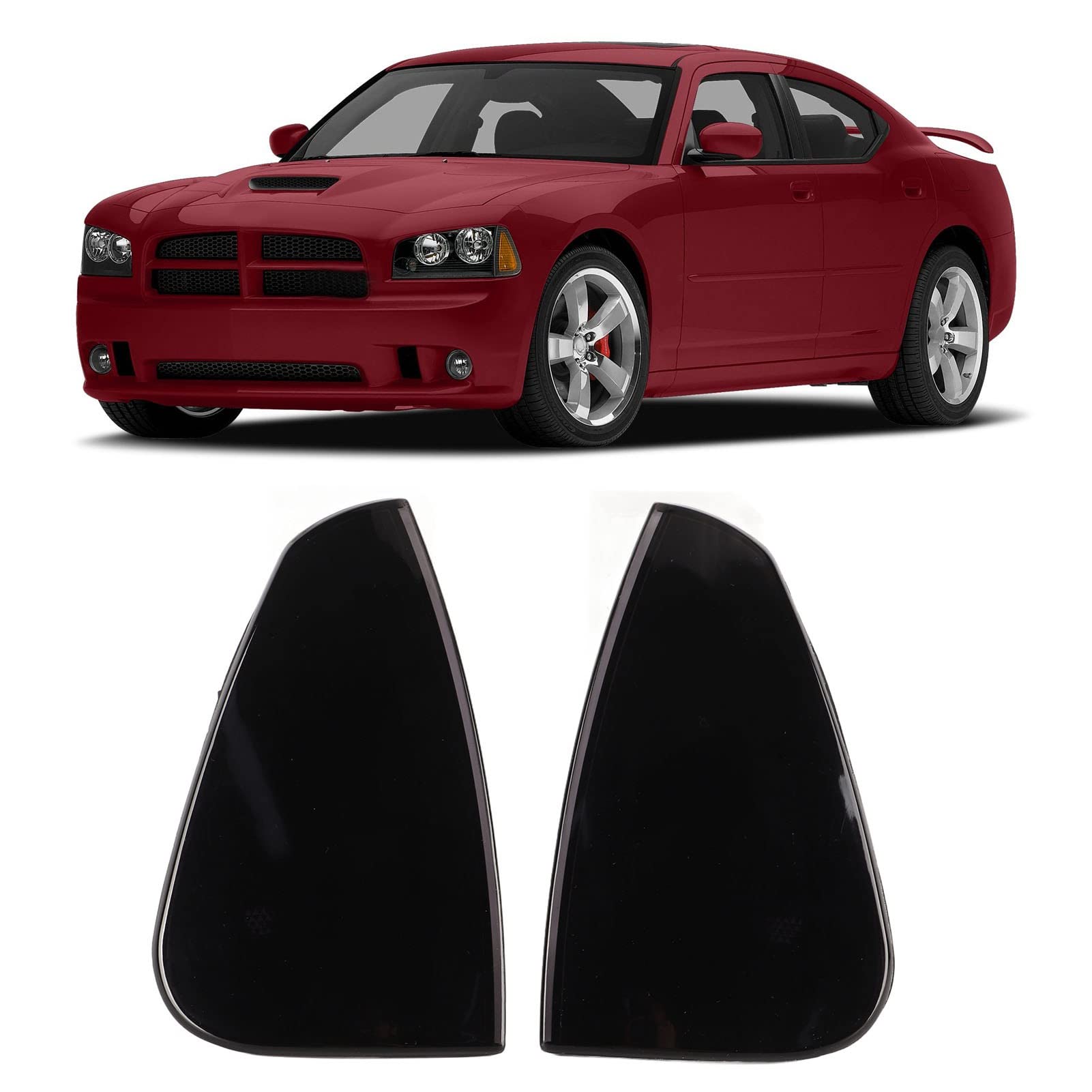 Kimiss Side Marker Light Assembly, 2 Pcs Front Turn Signal Light Cover 4806218Ad Side Marker Lamp Cover Replacement For Dodge Lx Srt8 2006-2010(Black)