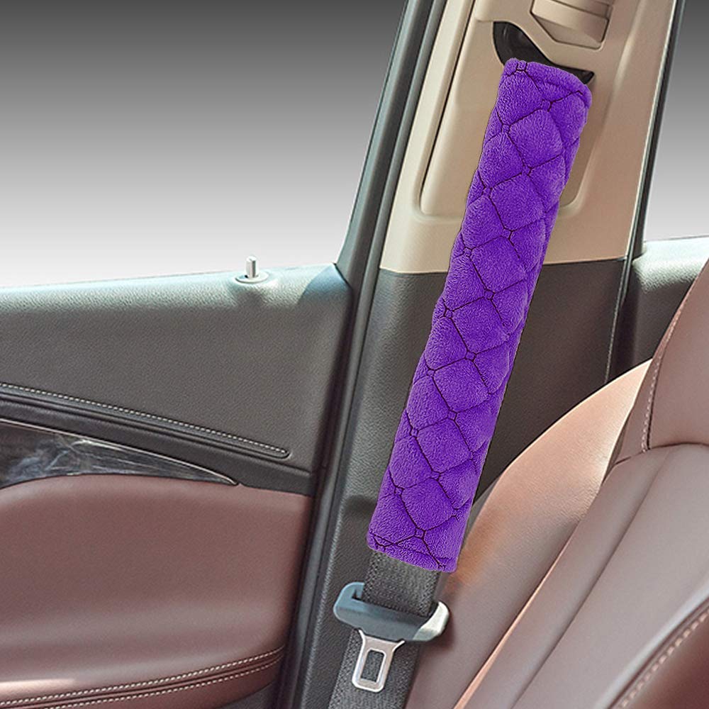 Car Seat Belt Pads Cover, 2 Pack Seat Belt Shoulder Strap Covers Protector To Release Stress To Your Neck And Shoulder For A Safety Driving (Purple)