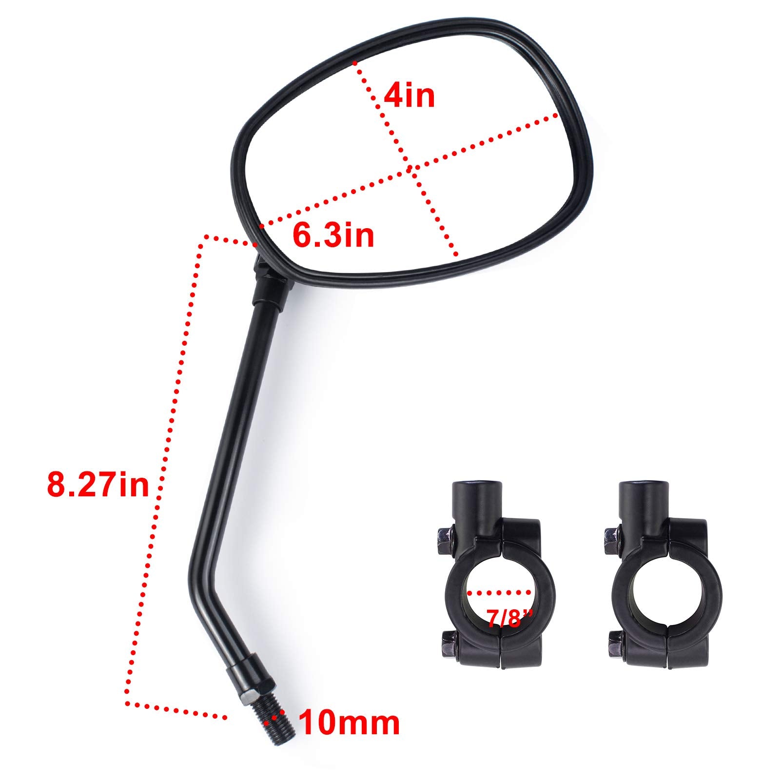 Universal Motorcycle Mirrors Black Rearview Mirrors With 7/8” Handle Bar Mount For Bike, Motorcycle