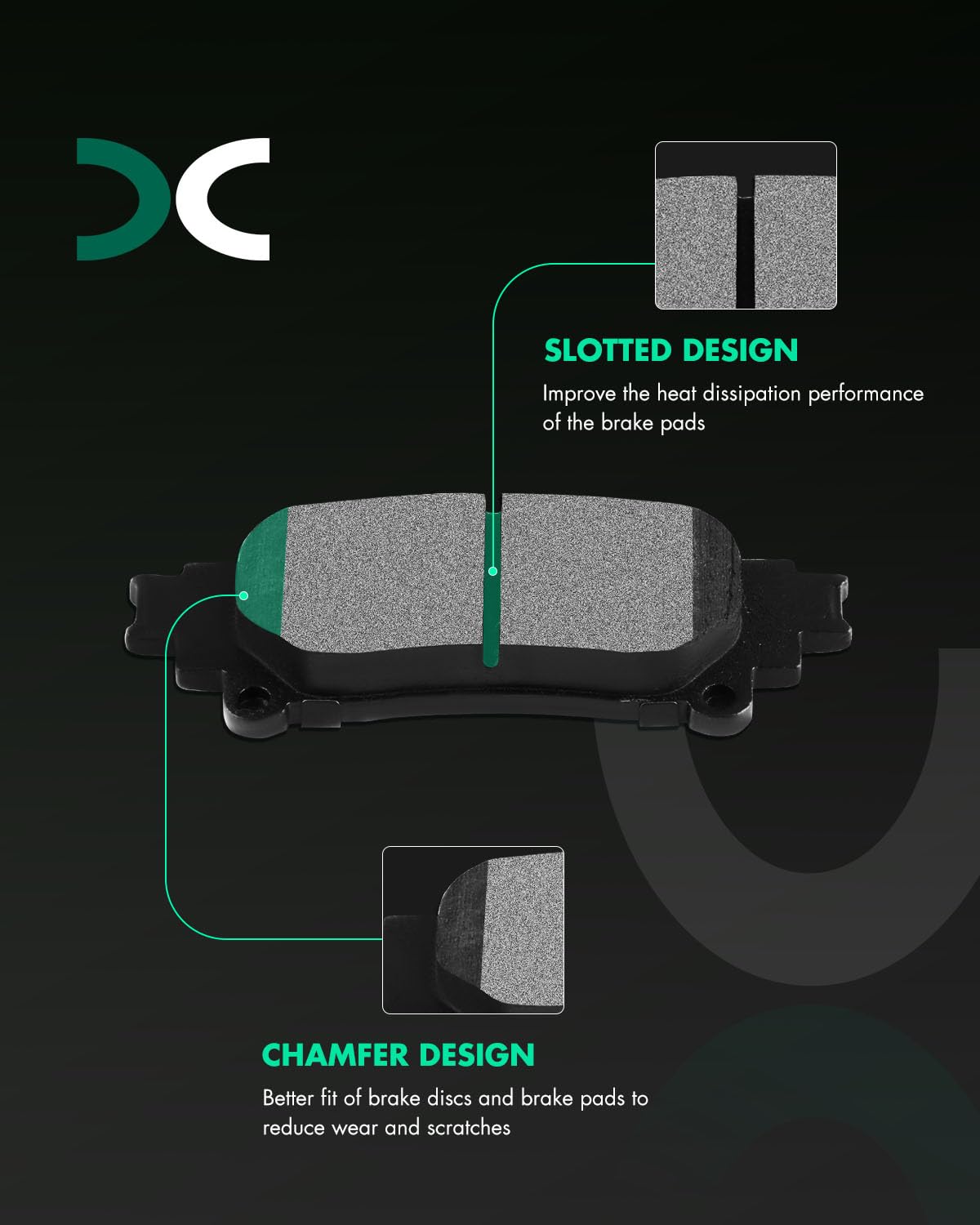 Scitoo D1391 Rear Ceramic Brake Pads Sets Fit For Lexus Gs200T / Gs300 / Gs350 / Is200T / Is250 / Is300 / Is350 / Rc200T / Rc300