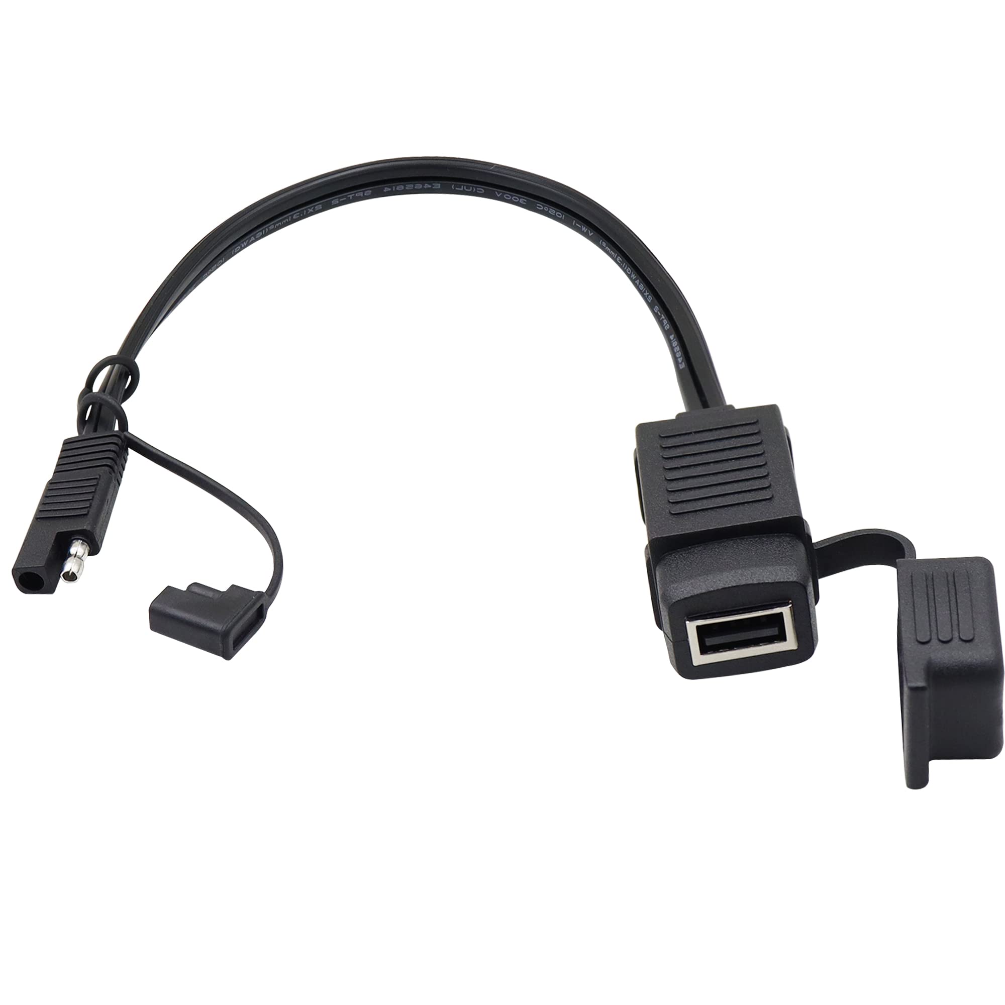 GELRHONR SAE Quick Connector to USB Adapter Motorcycle Cable, 5V 2.1A USB Port Power Socket with Waterproof Cover,Compatible wit