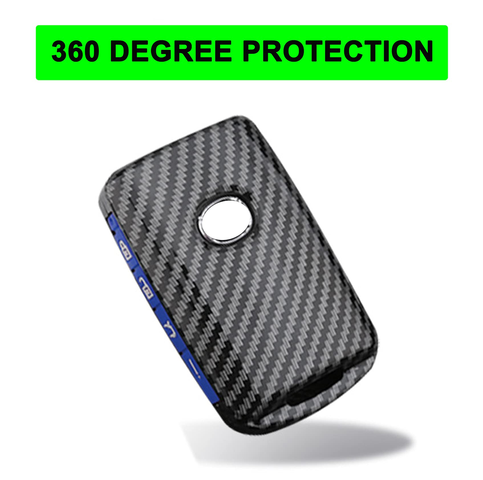 Key Fob Cover Case Fit For 2019-2021 Mazda 3, Mazda 3 Hatchback, Mazda Cx4 Cx5 Cx8 Cx9 Cx-30, Mazda 6 Wazske11D01 Keyless Entry Remote Case Holder Abs Carbon Fiber Pattern (Blue)