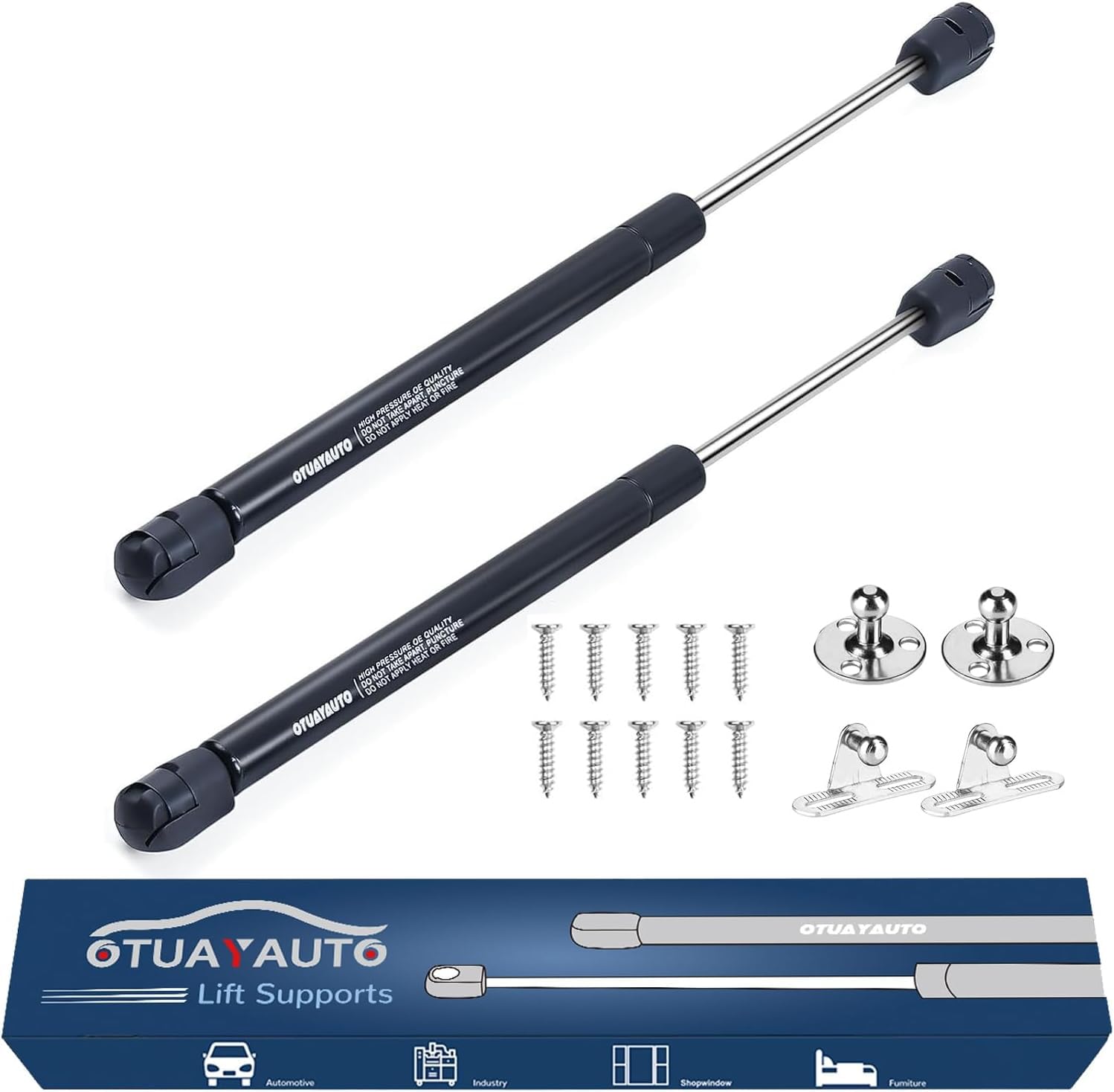 Otuayauto 12 Inch Gas Struts - 107N/24Lbs Universal Lift Support With Mounting Brackets C1603795 - Gas Shocks For Tool Box, Truc
