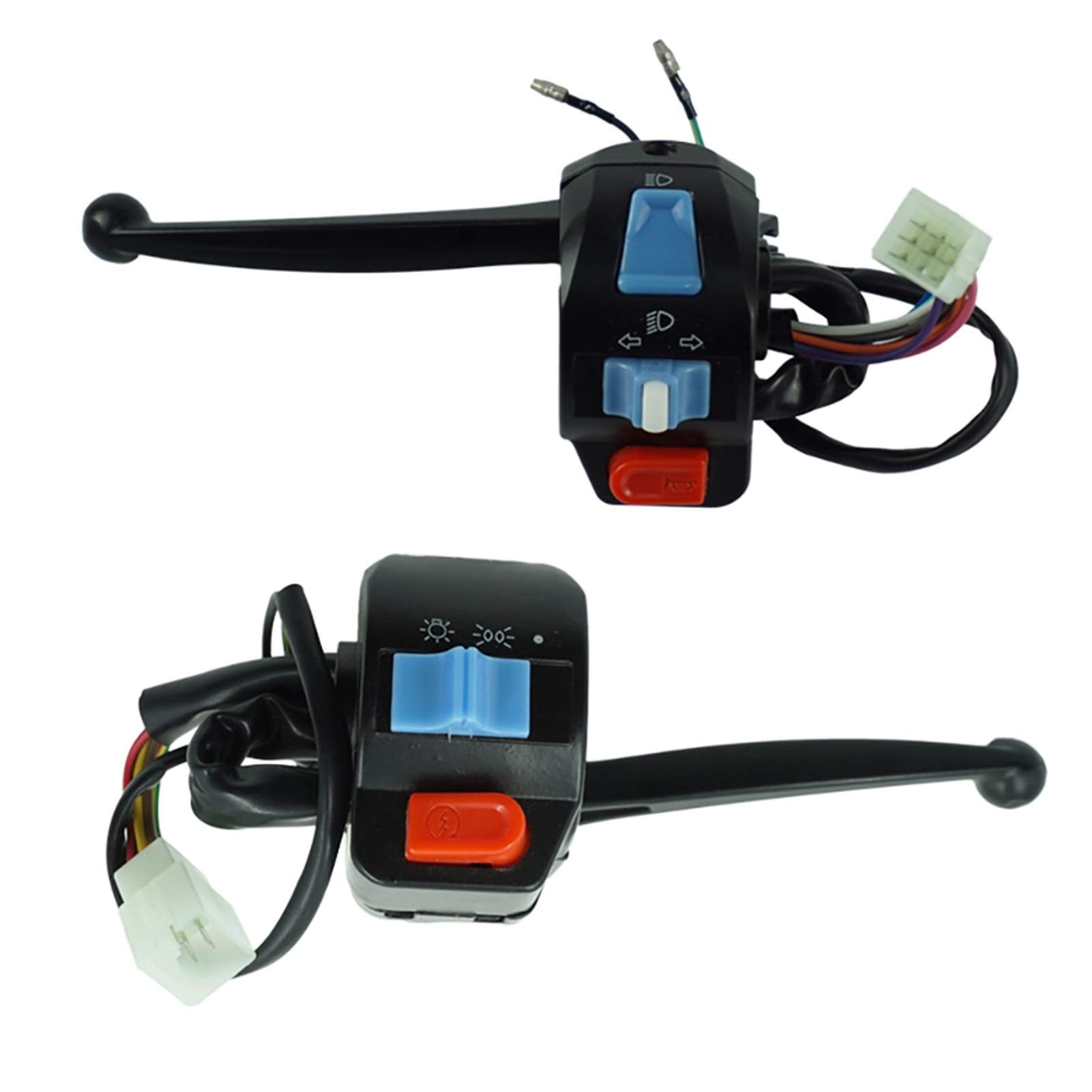 XDF 1 Pair 12V Waterproof Motorcycle Left and Right Handlebar Control Switch Horn Turn Signal Compatible with GY6 50cc 125cc 150