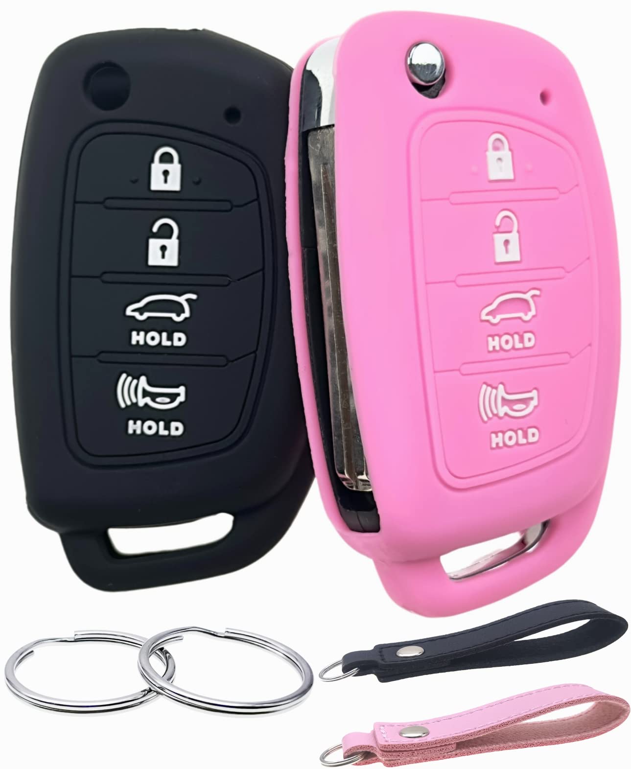 Reprotecting Silicone Rubber Key Fob Cover Compatible With 2013-2019 Hyundai Santa Fe Sport Sonata Tucson (Suitable For Buttons