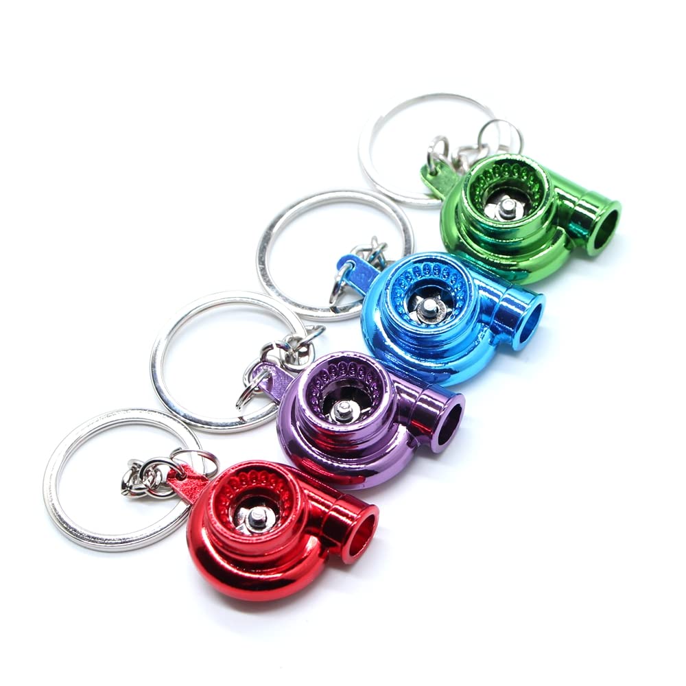 Gt//Rotors Turbo Keychain Metal Spinning Turbocharger Automotive Mini Car Part Keychain Key Ring (Silver Chrome Turbo)