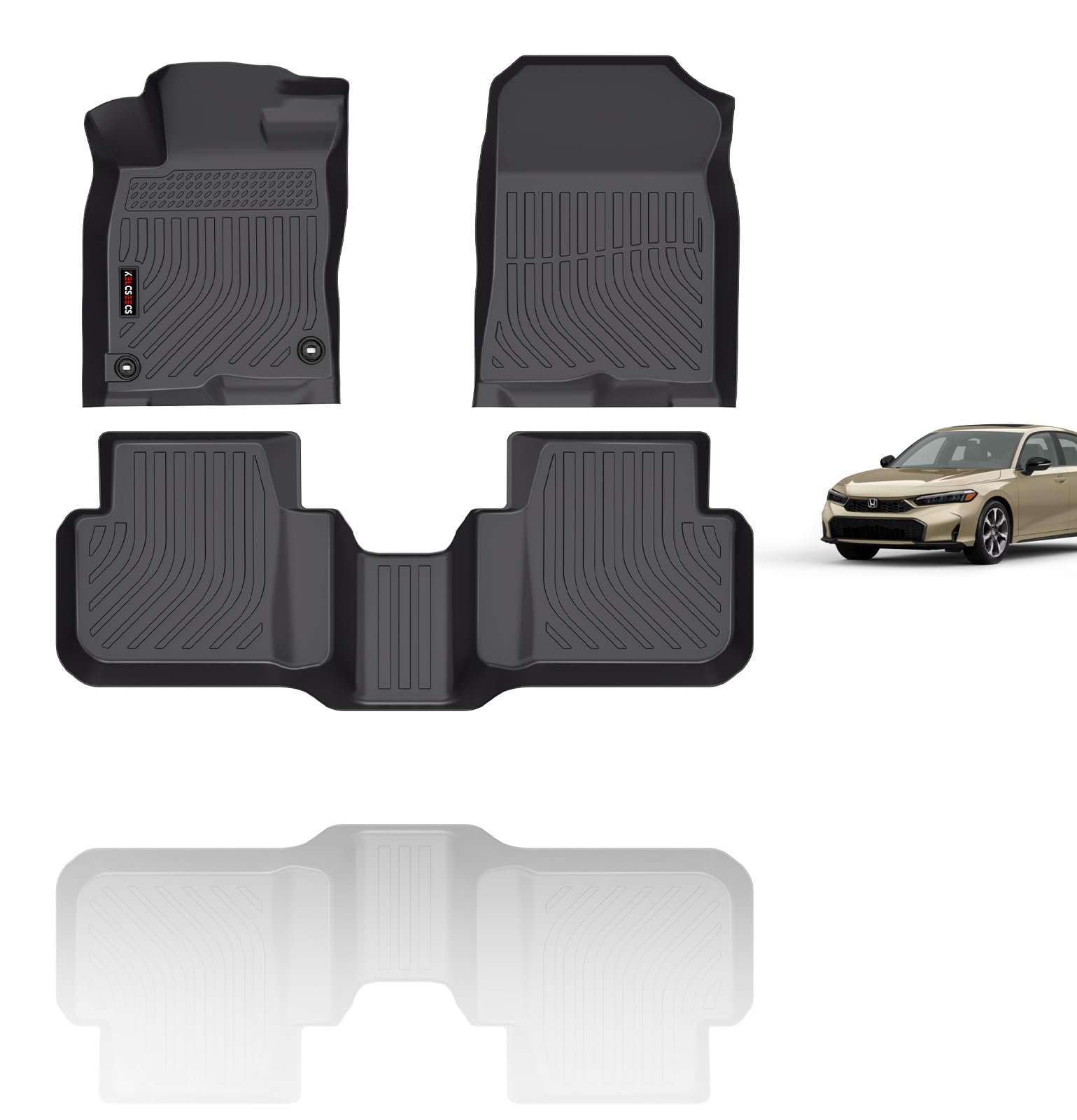 KELCSEECS All Weather Floor Mats Custom for 2025 Civic Hybrid Car Mats Floor Liners Civic Floor Mats Accessories