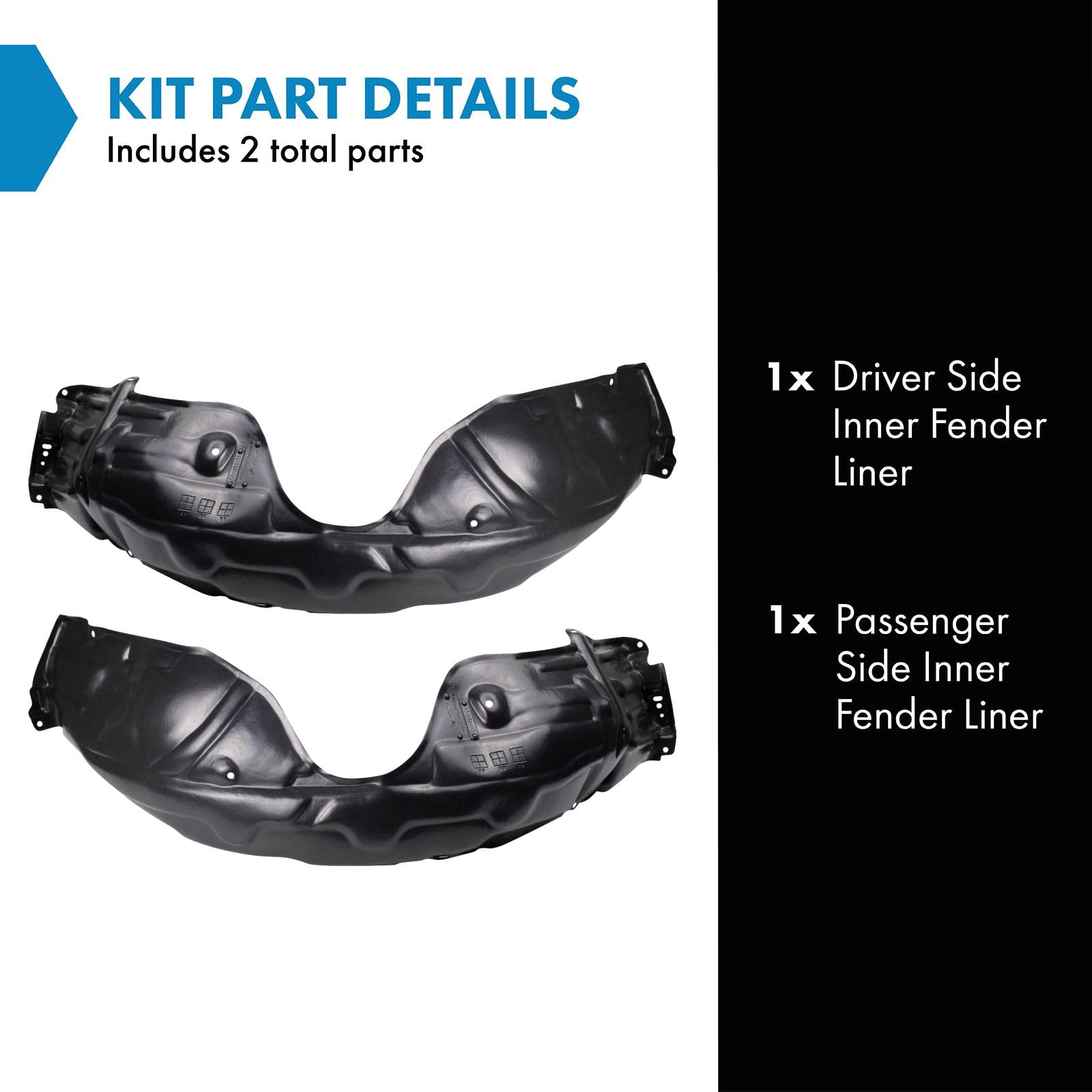 Trq Inner Fender Liner Set Compatible With 2007-2011 Toyota Camry To1248199 To1249199 To1250122 To1251122