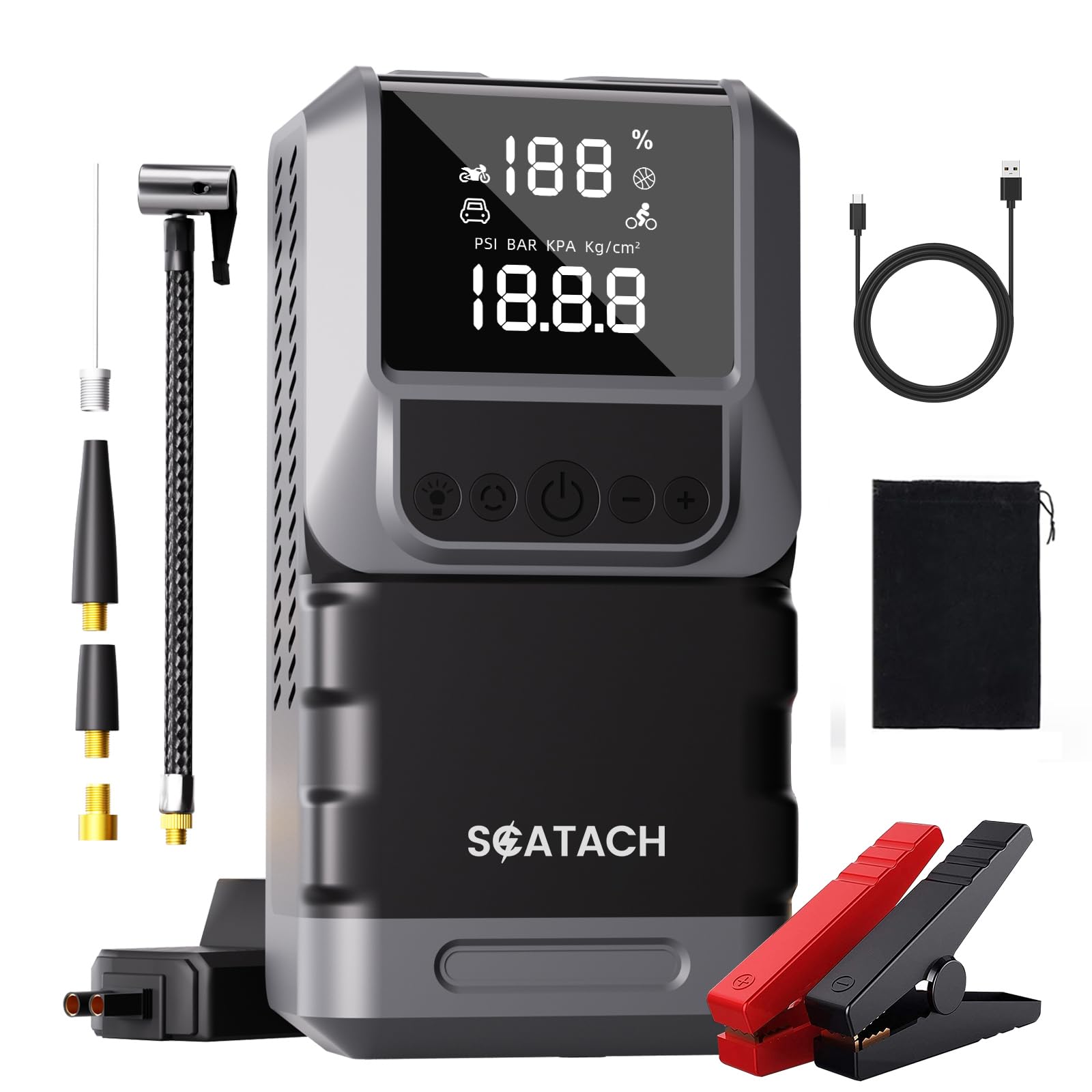 Jump Starter with Air Compressor, 6000A 150PSI Car Battery Jump Starter (10.0 Gas/8.0L Diesel) Battery Jumper Starter Portable 1