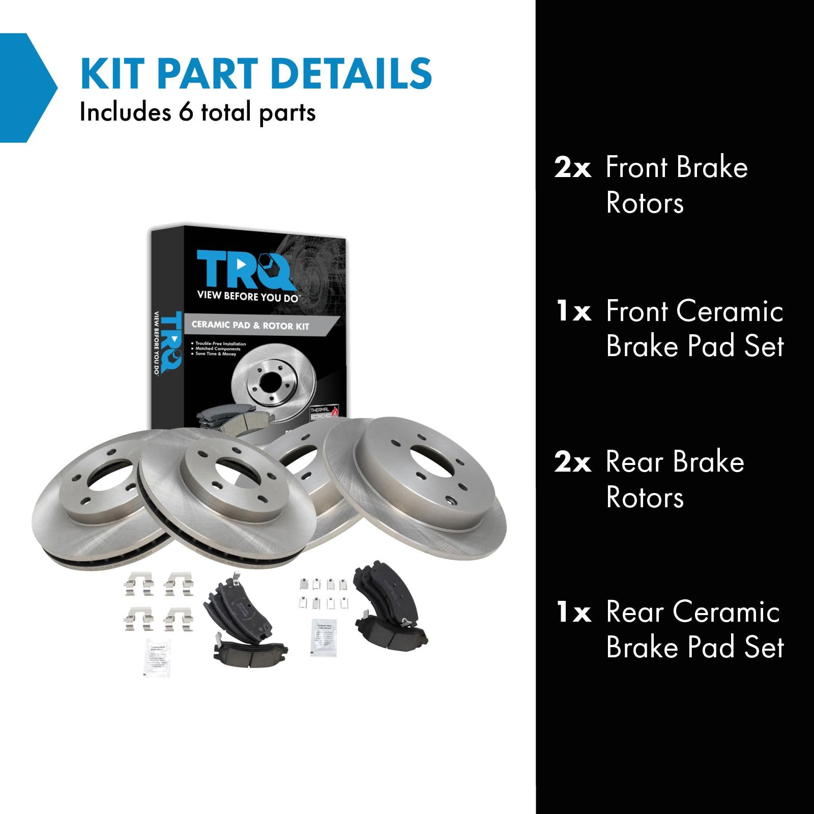Trq Front And Rear Brake Pad & Rotor Kit Brake Pads Brake Rotor Ceramic Compatible With 2002-2007 Buick Rendezvous