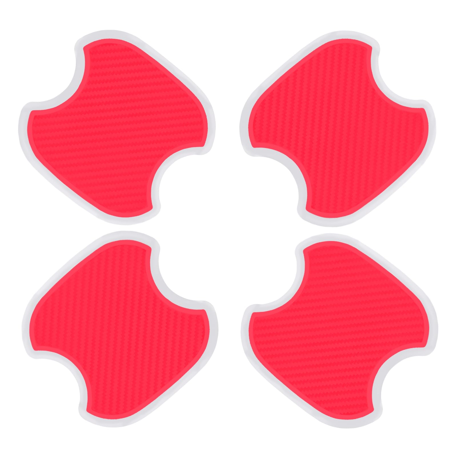 Worcas 4Pcs Universal 3D Carbon Fiber Car Door Handle Paint Scratch Protector Sticker Auto Door Handle Cups Protective Pad(M-Red