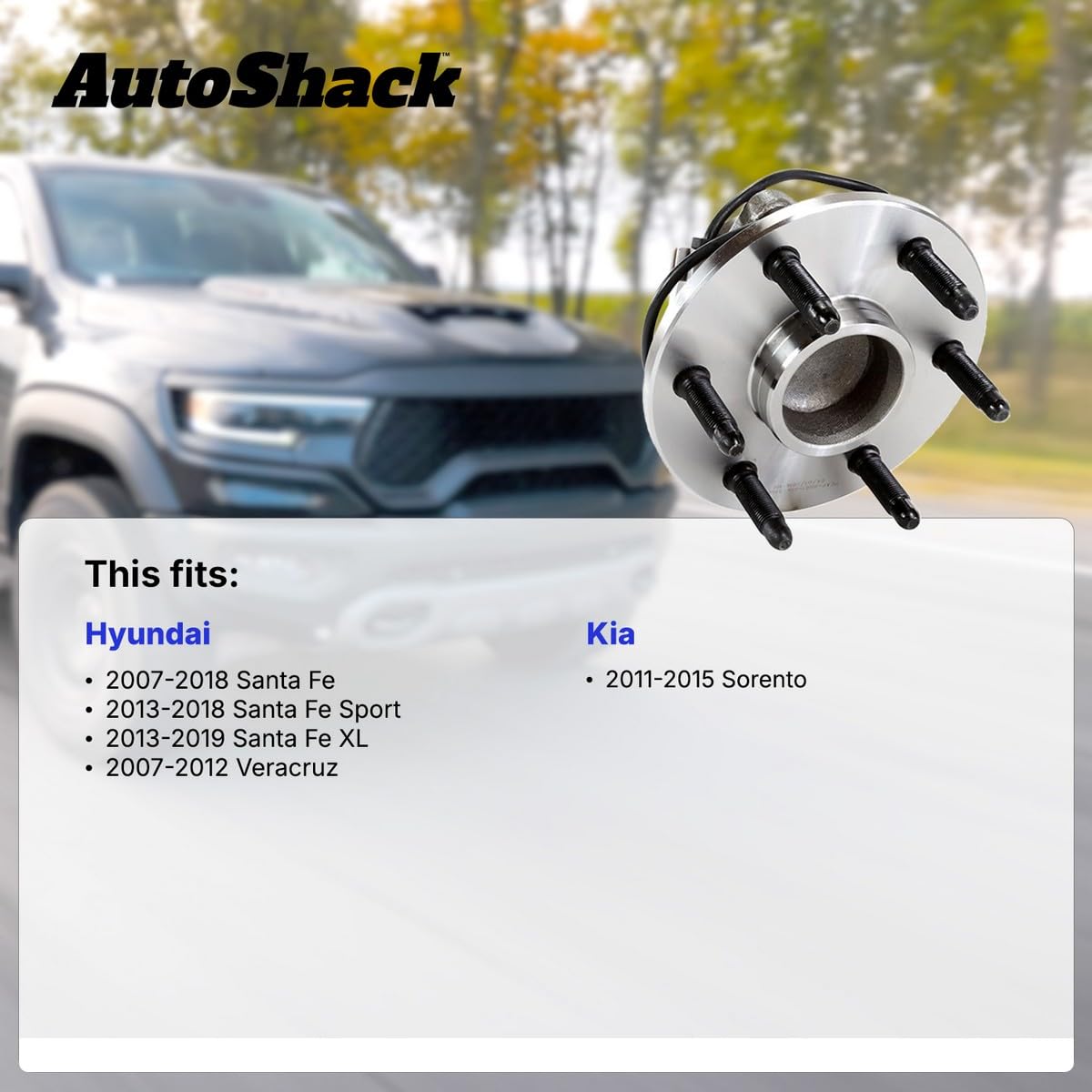 Autoshack Rear Wheel Hub Bearing Pair Of 2 Driver And Passenger Side Replacement For 2007-2012 Hyundai Veracruz 2007-2018 Santa Fe 2013-2018 Santa Fe Sport 2013-2019 Santa Fe Xl- 5-Lug Hb613268Pr