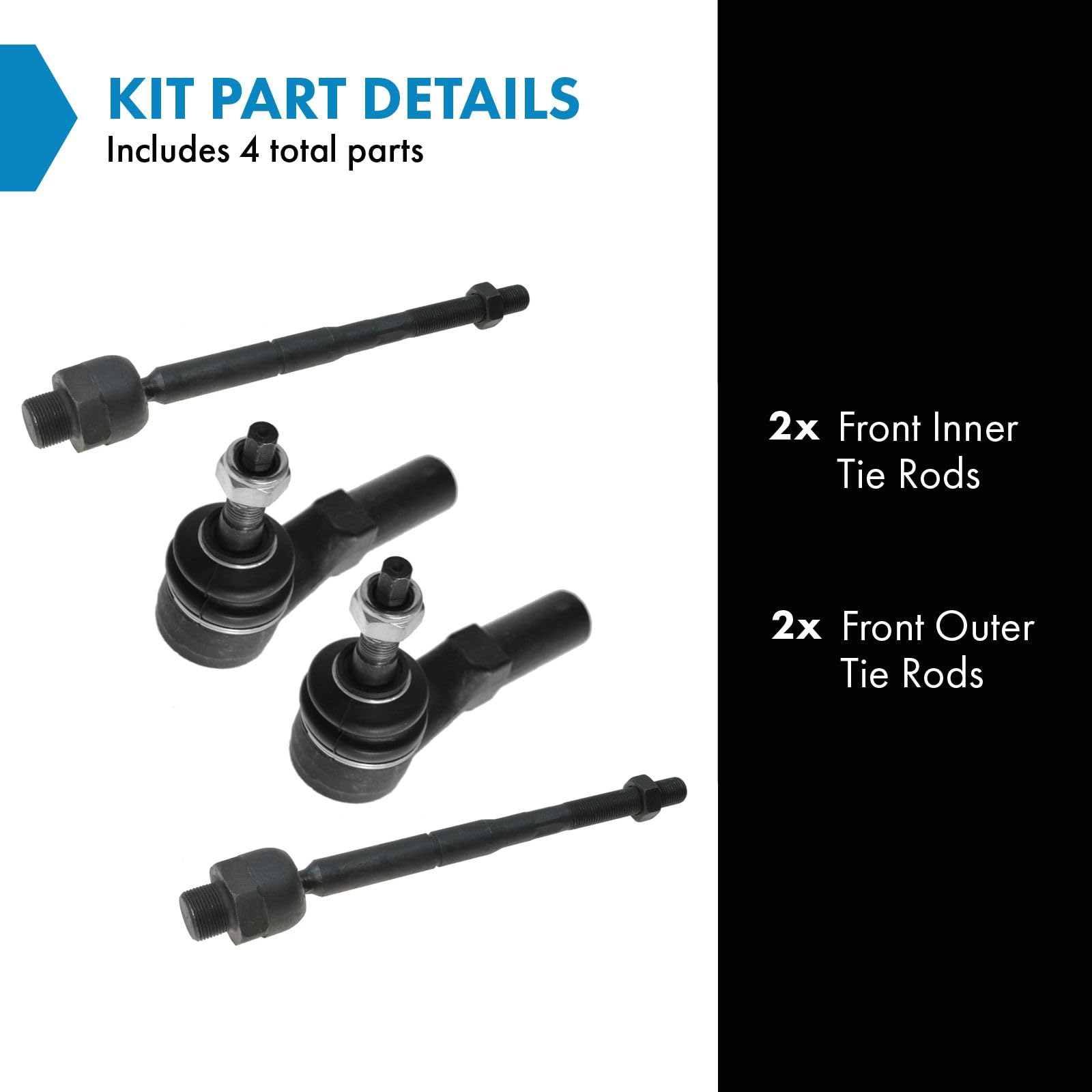 Trq Front Tie Rod Set Compatible With 2005-2010 Dodge Dakota 2006-2009 Mitsubishi Raider 2011 Ram