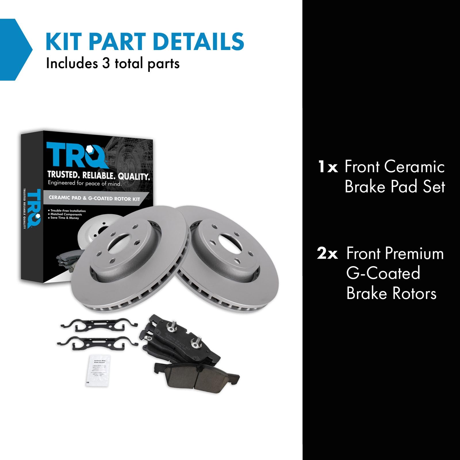 Trq Brake Pad & Rotor Kit Premium G-Coated Ceramic Front Compatible With 2011-2016 Dodge Durango Jeep Grand Cherokee