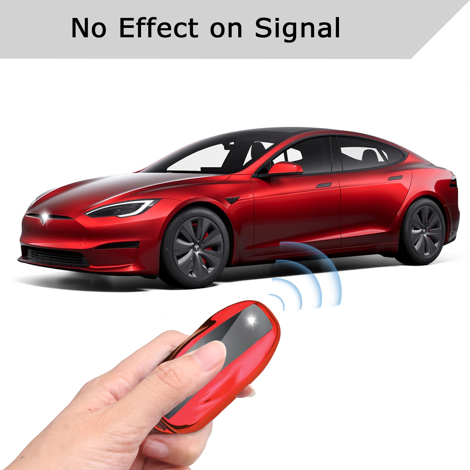 Qbuc For Tesla Key Fob Cover With Keychain Soft Tpu Protection Case Compatible With Tesla Model S (Red)