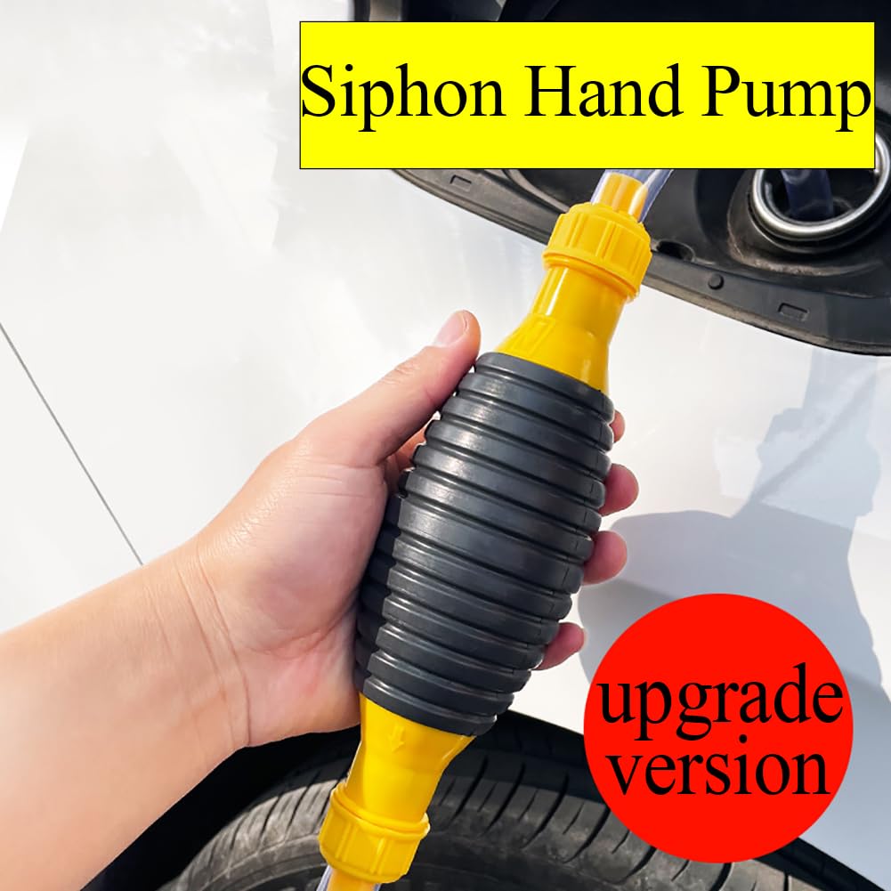 Gas Siphon Pump for Gasoline, Syphon Hand Pump with Siphon Hose, Transfer Pump for Water, Fuel, Liquid, Aquarium