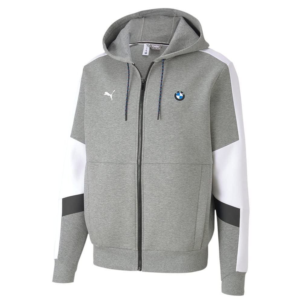 Puma Mens Bmw M Motorsport Full Zip Hoodie, Gray, L