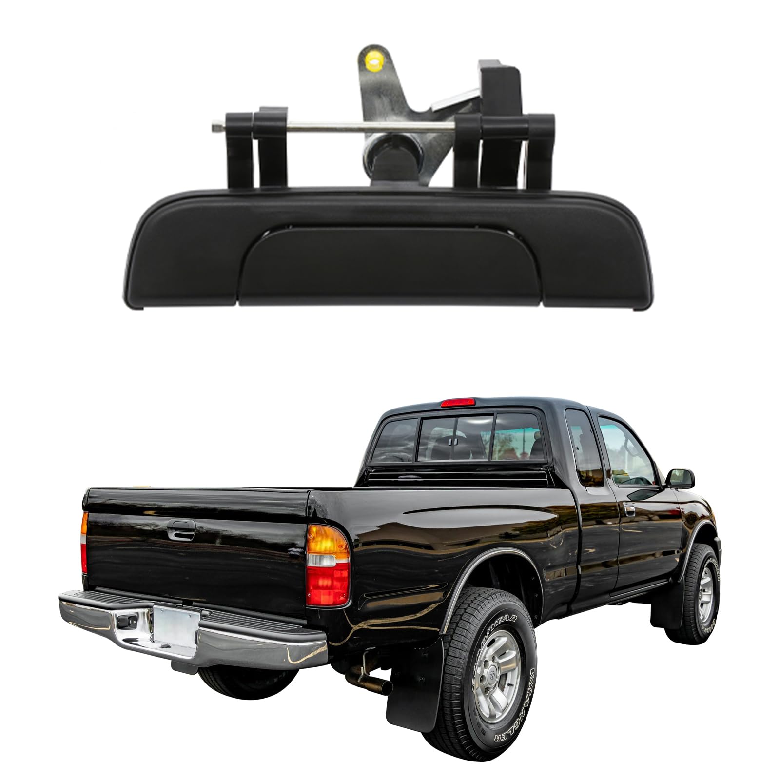Tailgate Door Handle, Compatible With 1995 1996 1997 1998 1999 2000 2001 2002 2003 2004 Toyota Tacoma Pickup,Exterior Rear Textured, Replace# 6909035010 To1915102 Tail Gate Outside Liftgate Lock Latch